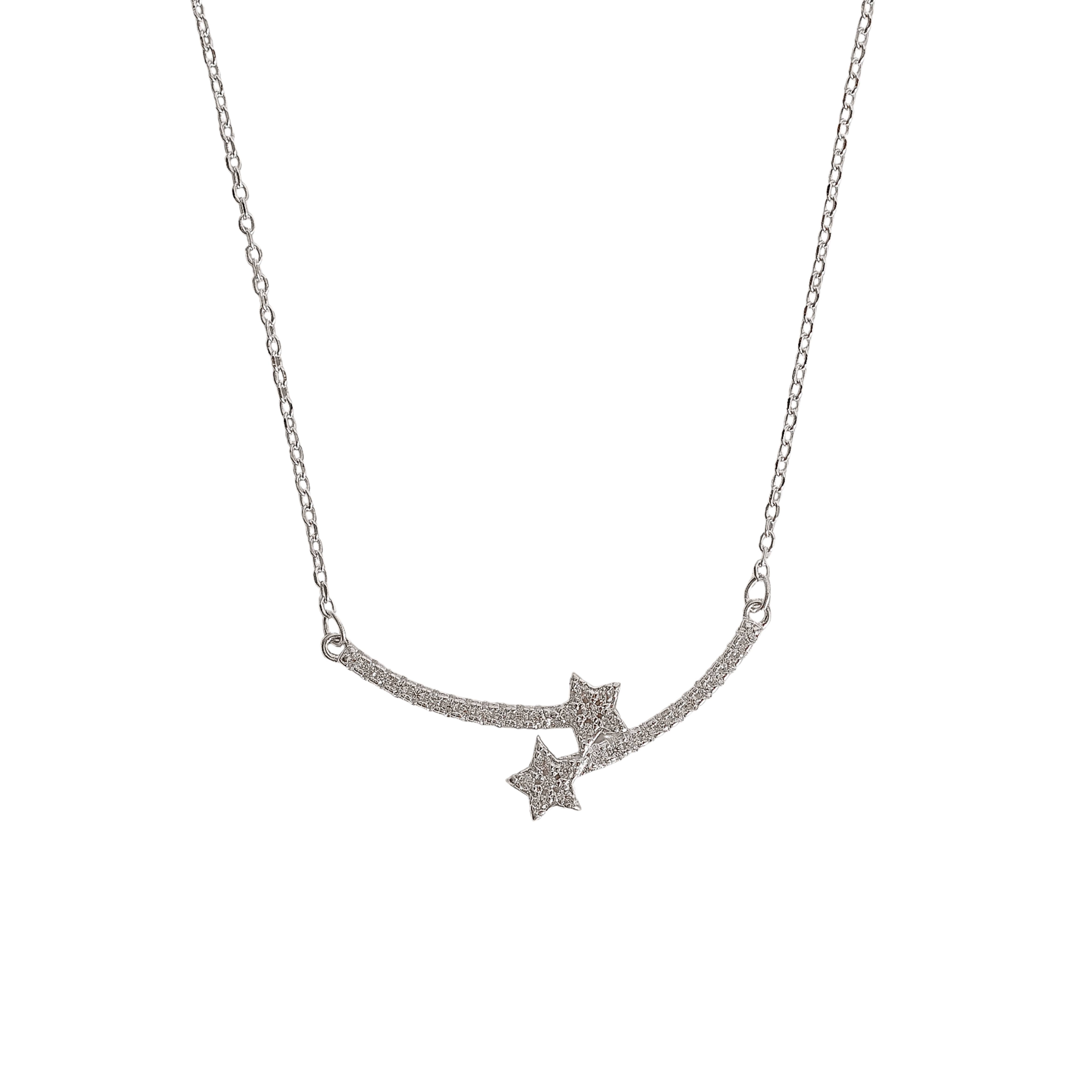 Colar entremeio estrelas cravejadas 30mm corrente cadeado 40+5cm