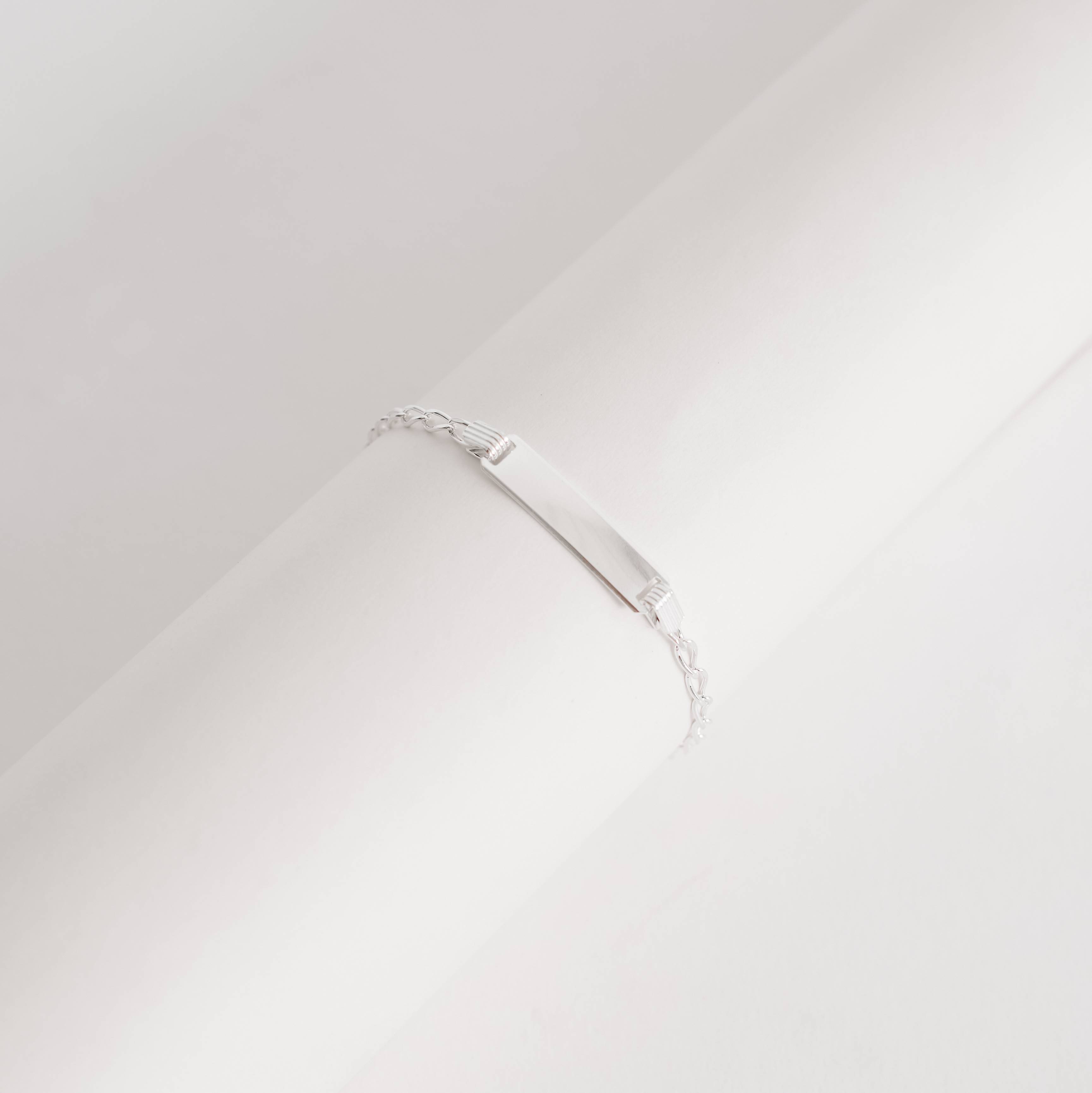 Pulseira infantil placa corrente grumet 14cm