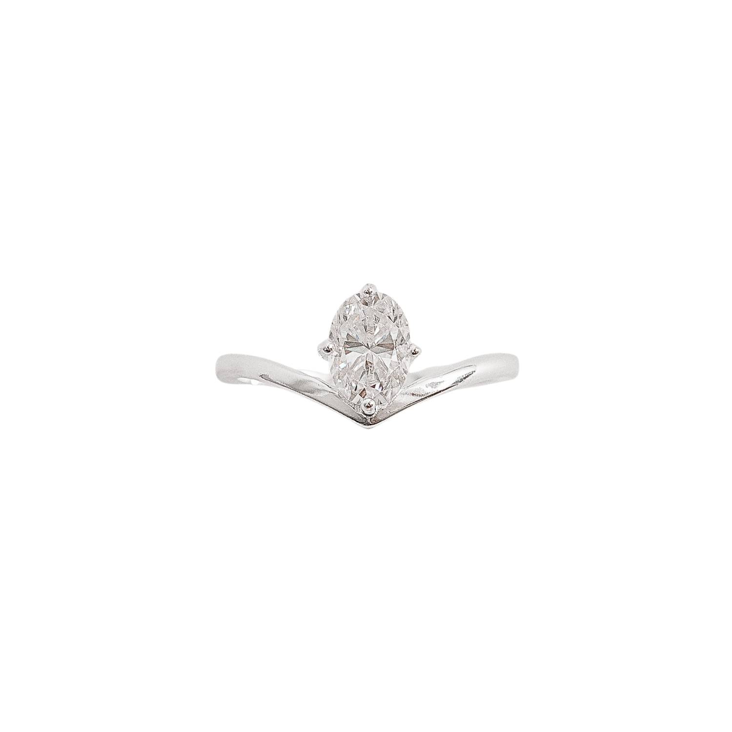 Anel v solitário moissanite oval 5x7mm