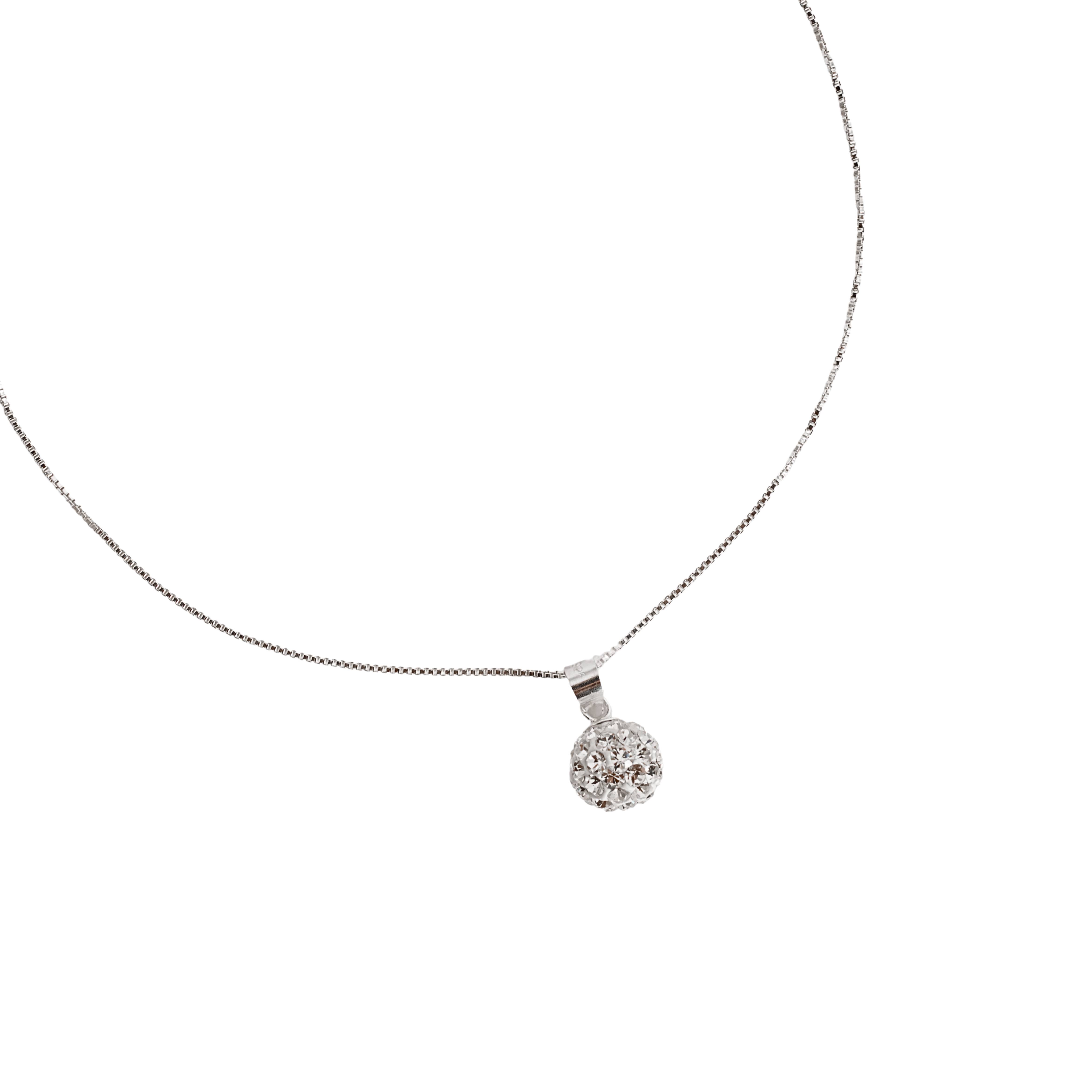 Imagem Colar pingente bola cravejada 6mm 40cm