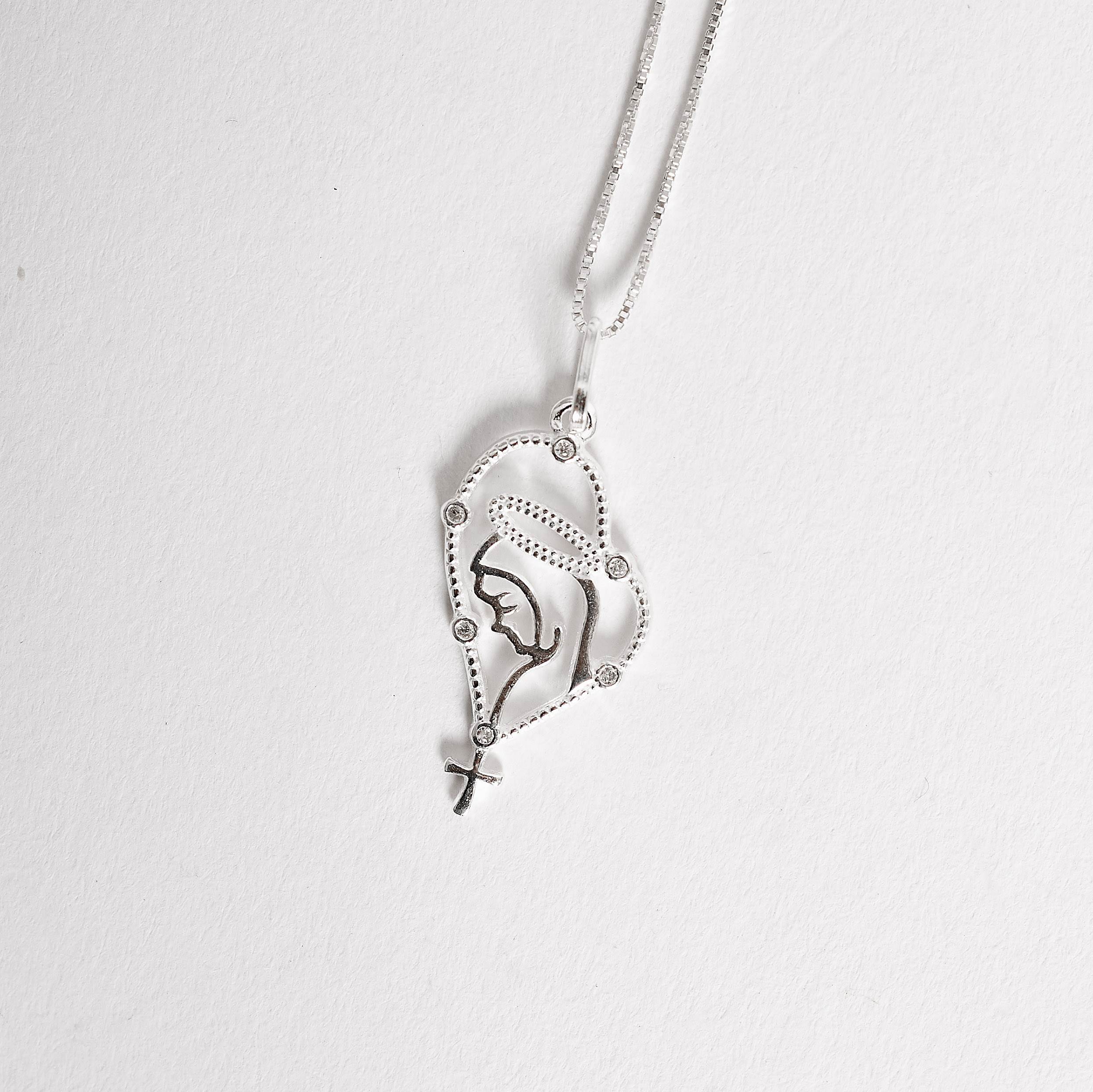 Colar pingente terço Nsa. Sra. de Fátima 25mm 45cm