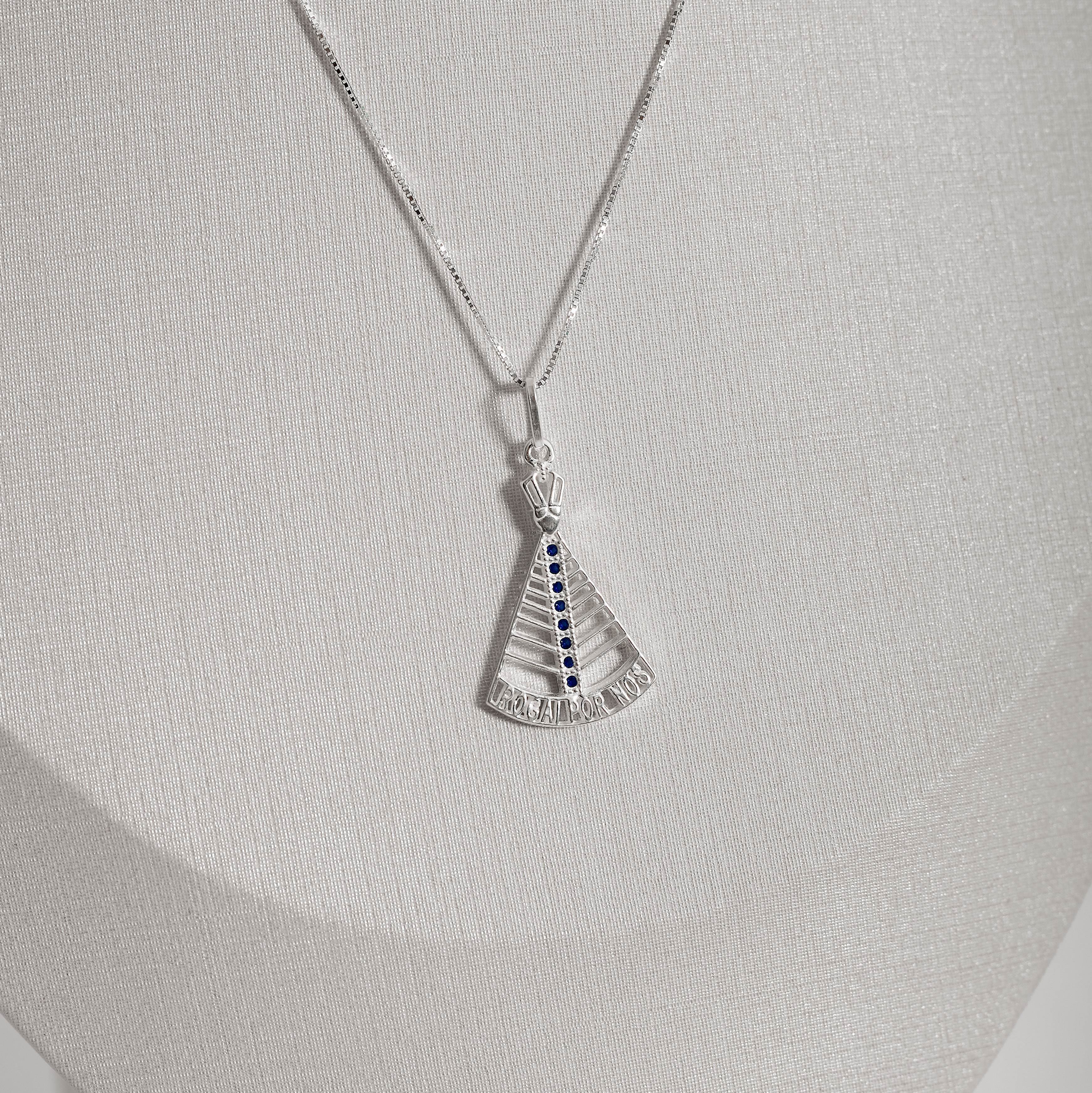 Imagem Colar pingente Nsa. Sra. Aparecida rogai por nós 25mm 45cm