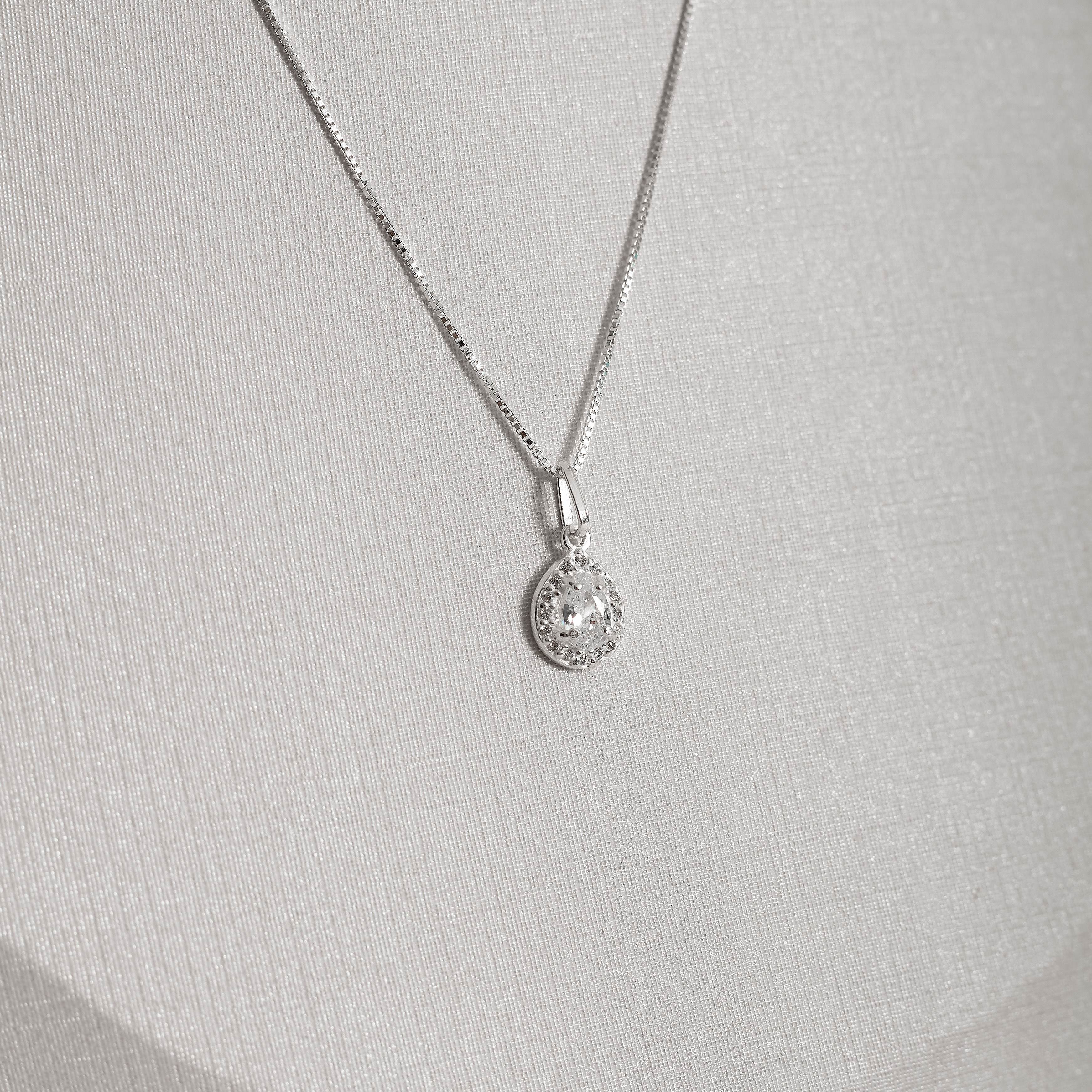 Imagem Secundária Colar pingente zircônia gota com cravejado 9mm 45cm