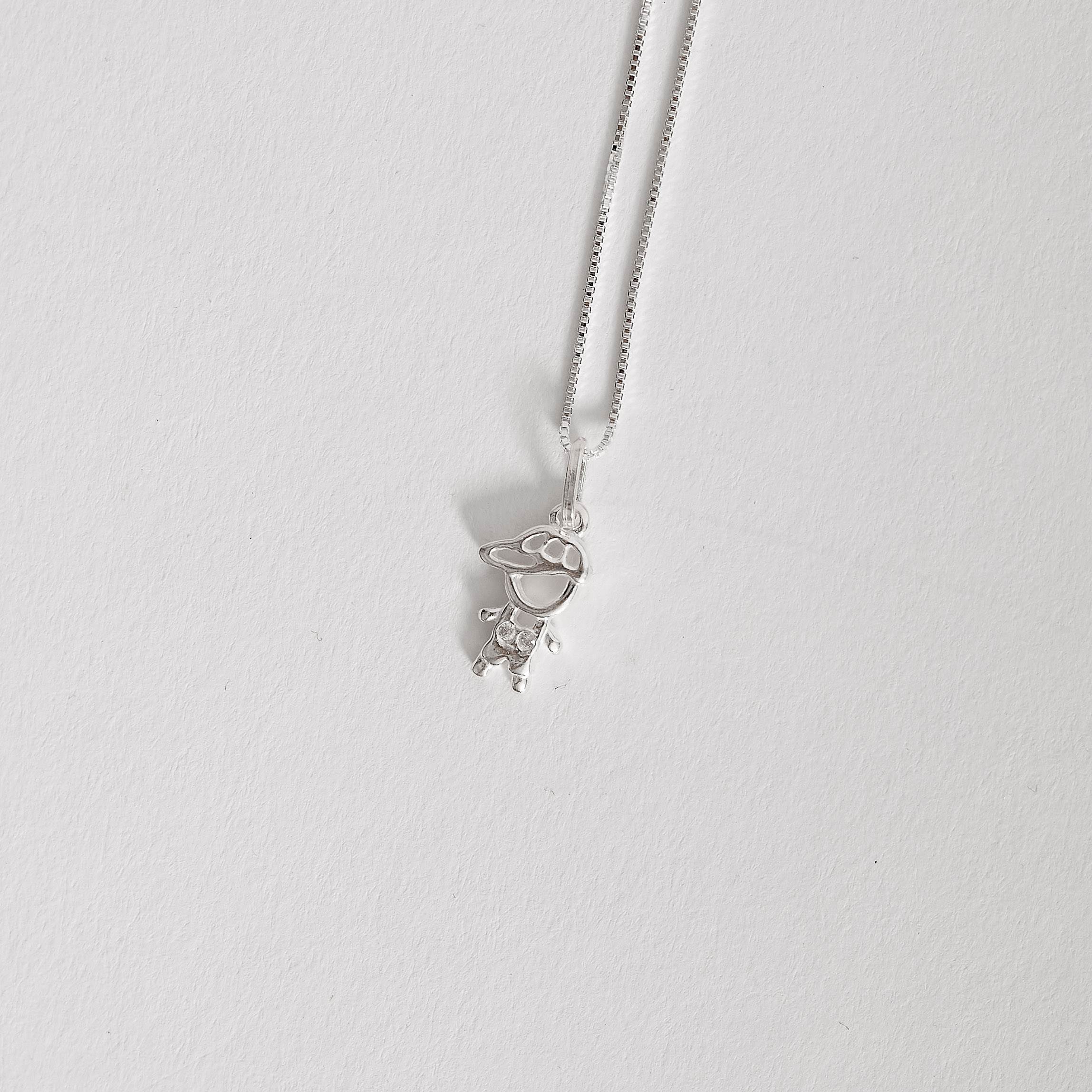 Colar pingente menino detalhe cravejado 11mm 40cm