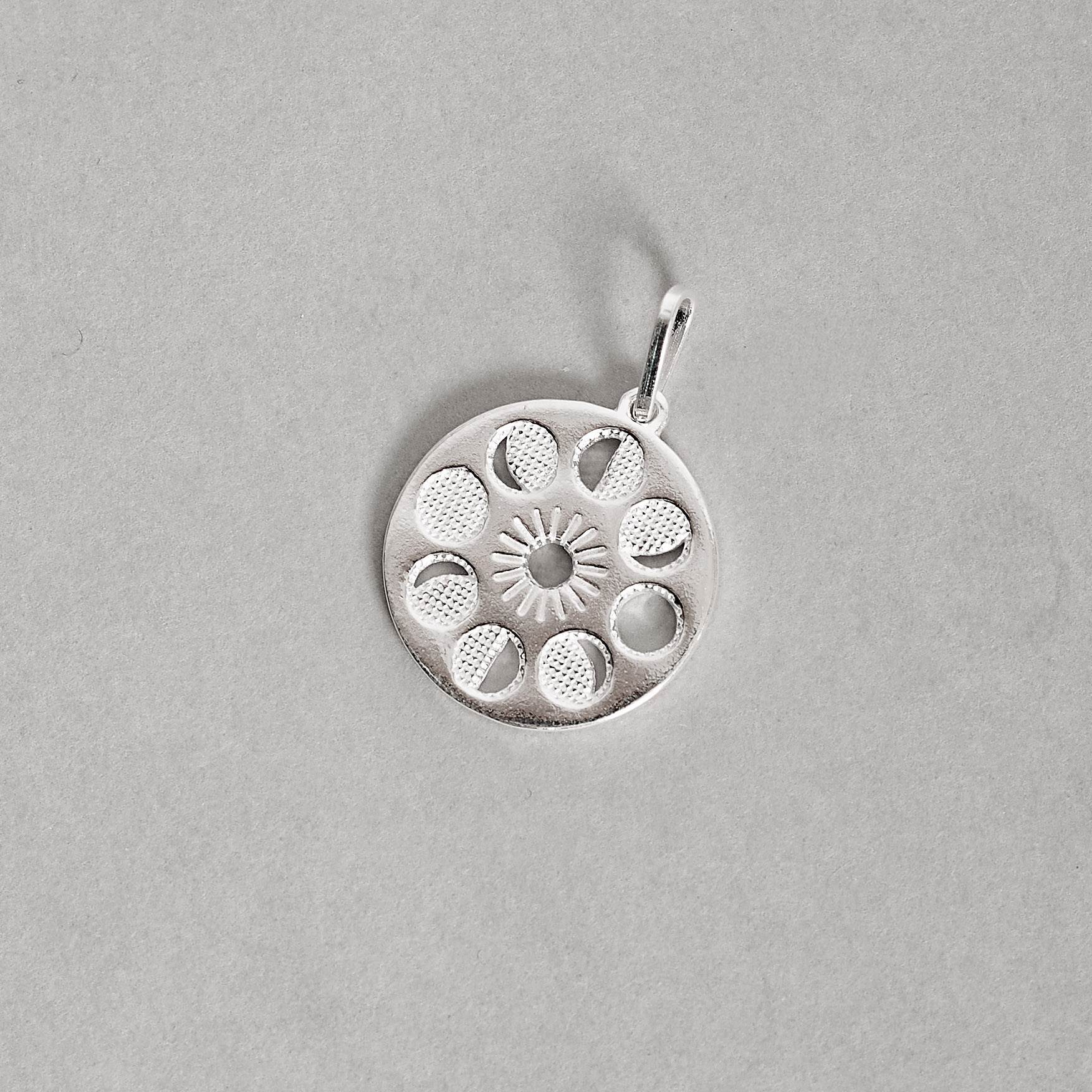 Pingente medalha fases da lua 17mm