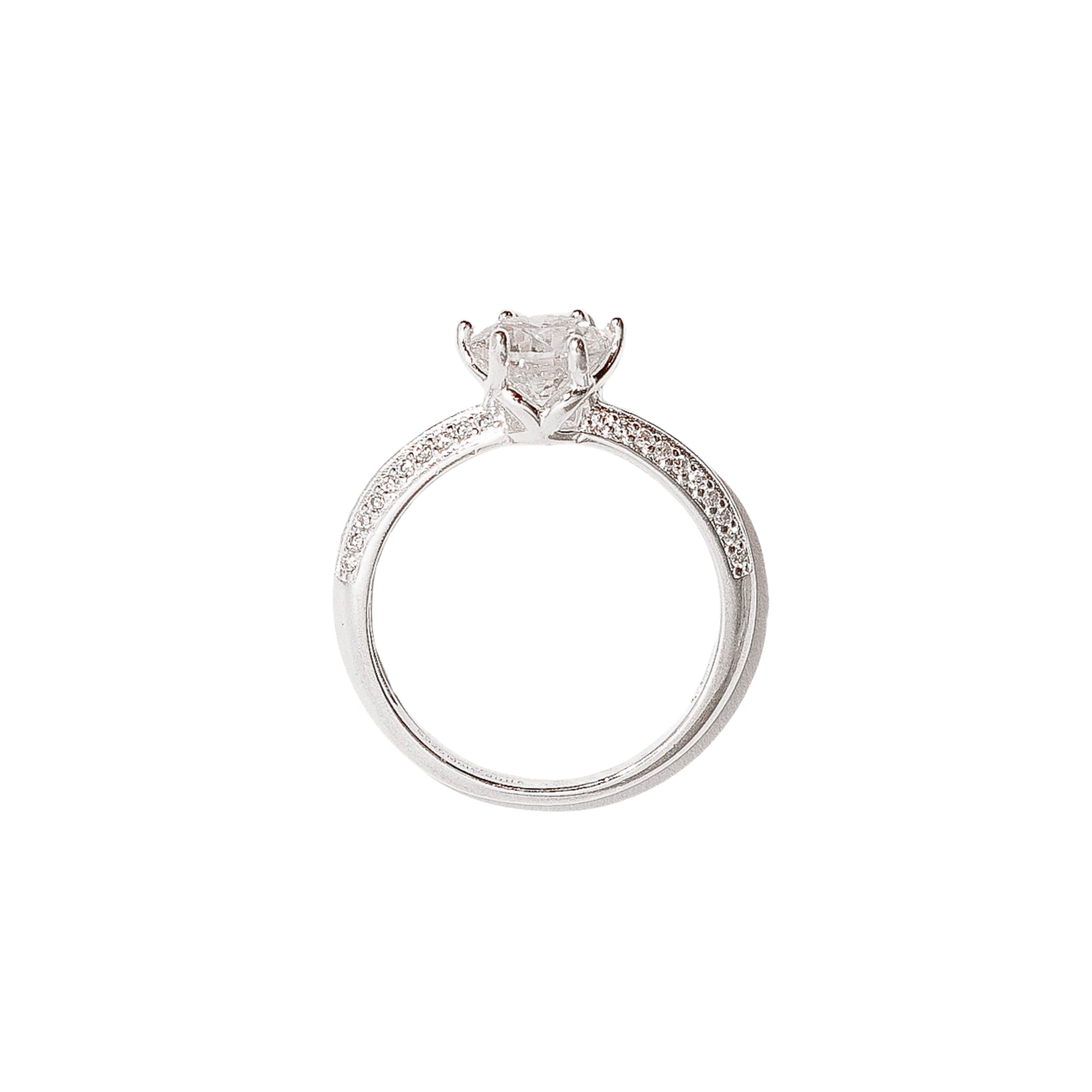 Anel solitário moissanite 7mm com duplo cravejado