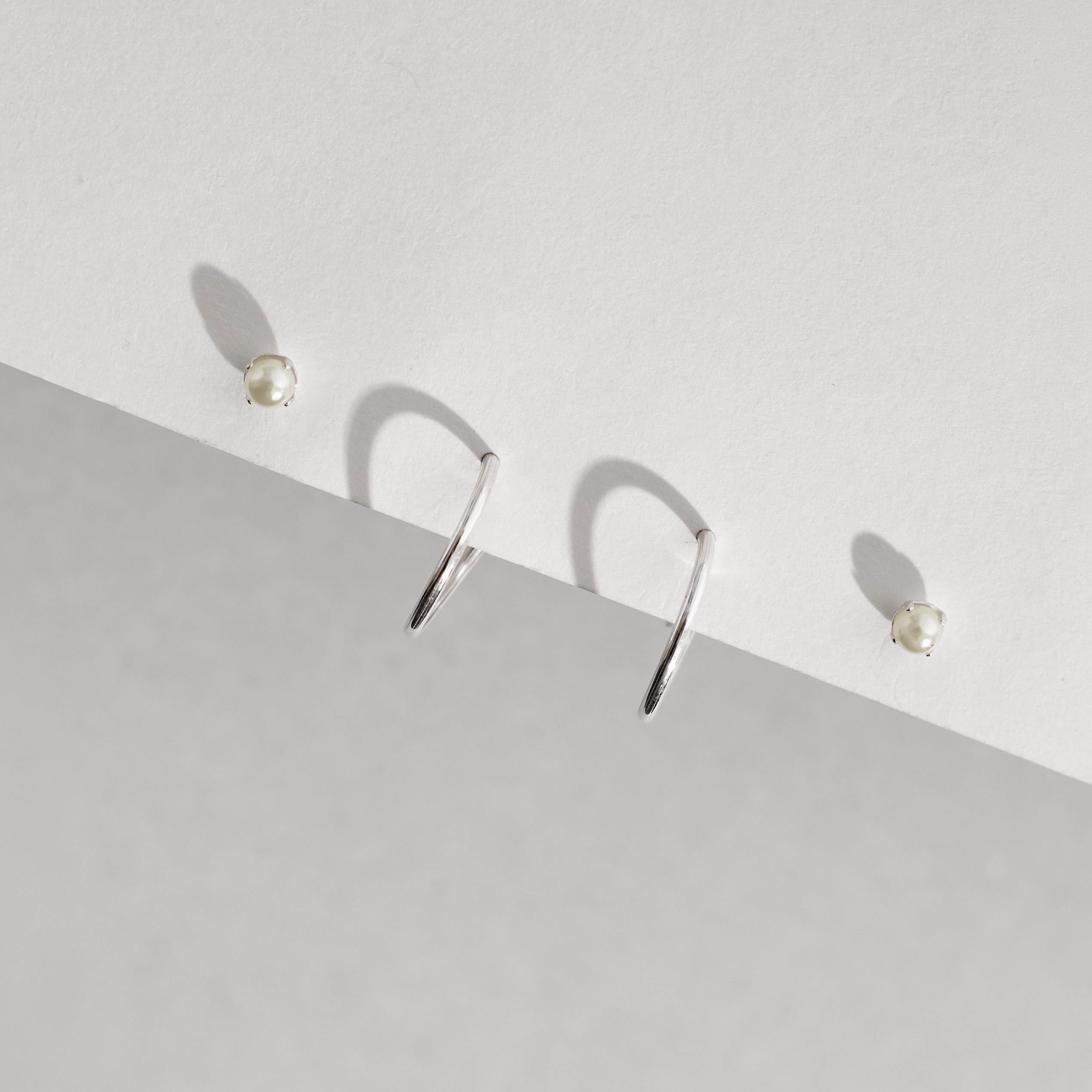 Dupla pérola 3mm e argola 12mm