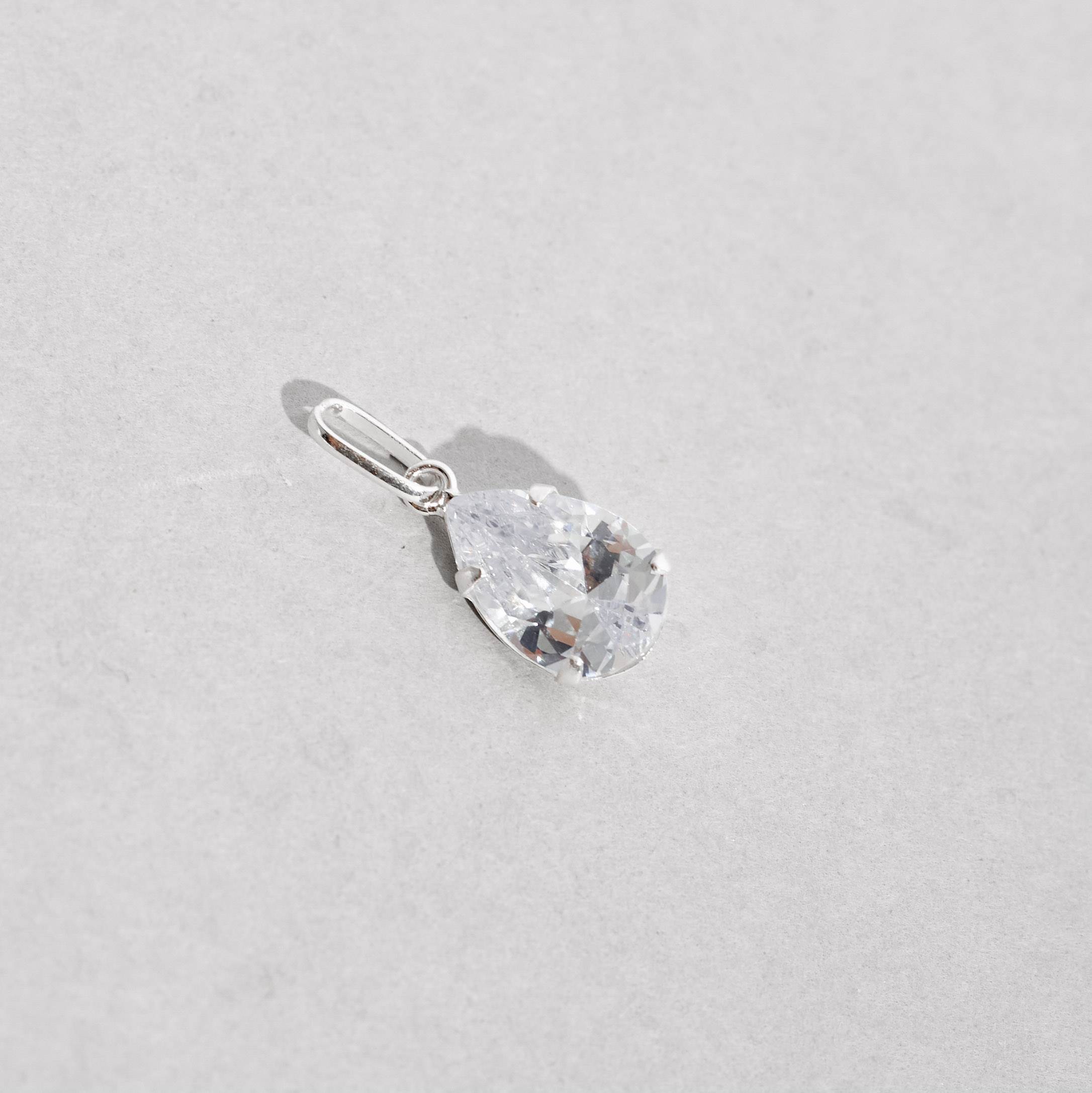 Pingente zircônia gota cristal 12mm