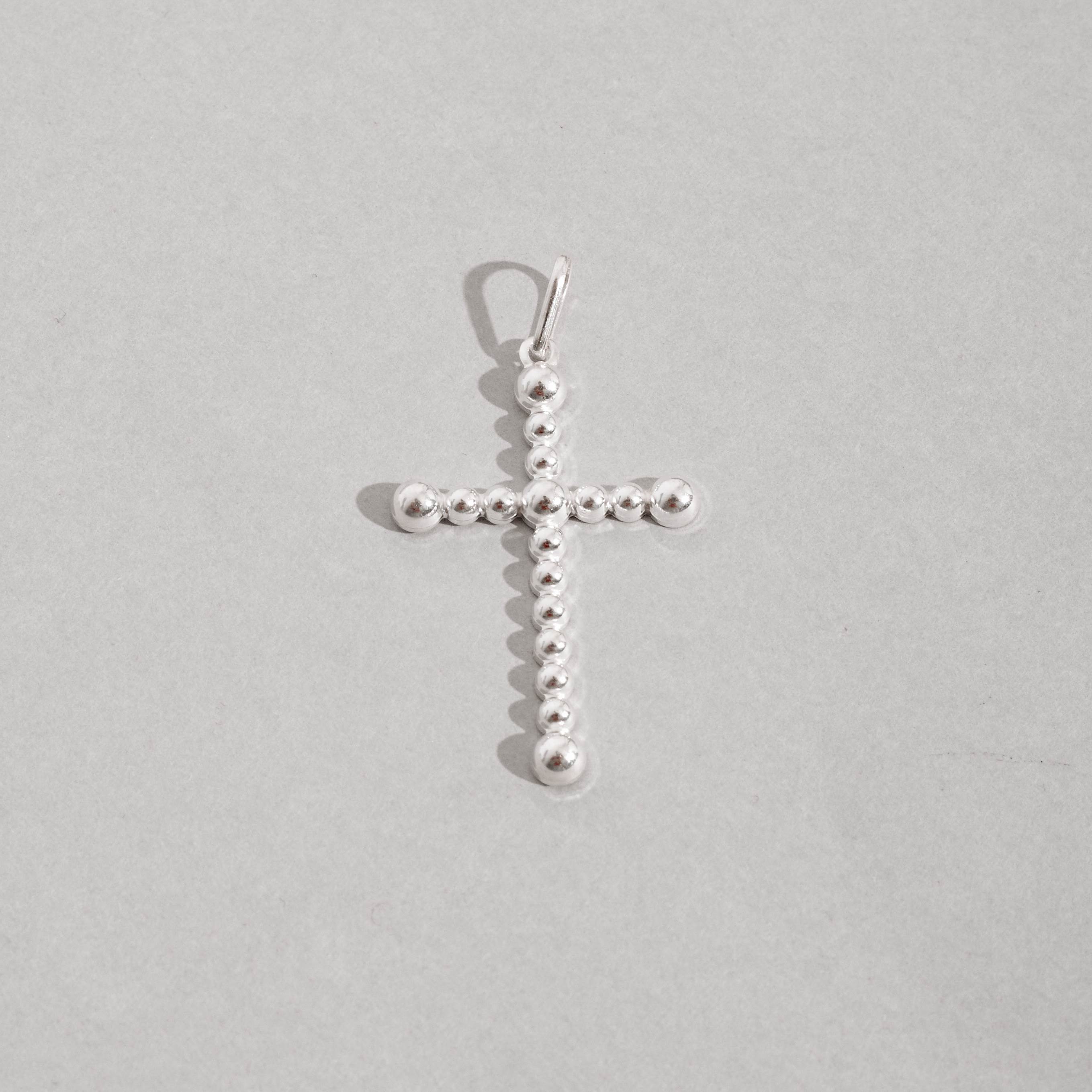 Pingente cruz fio bolinhas 30mm