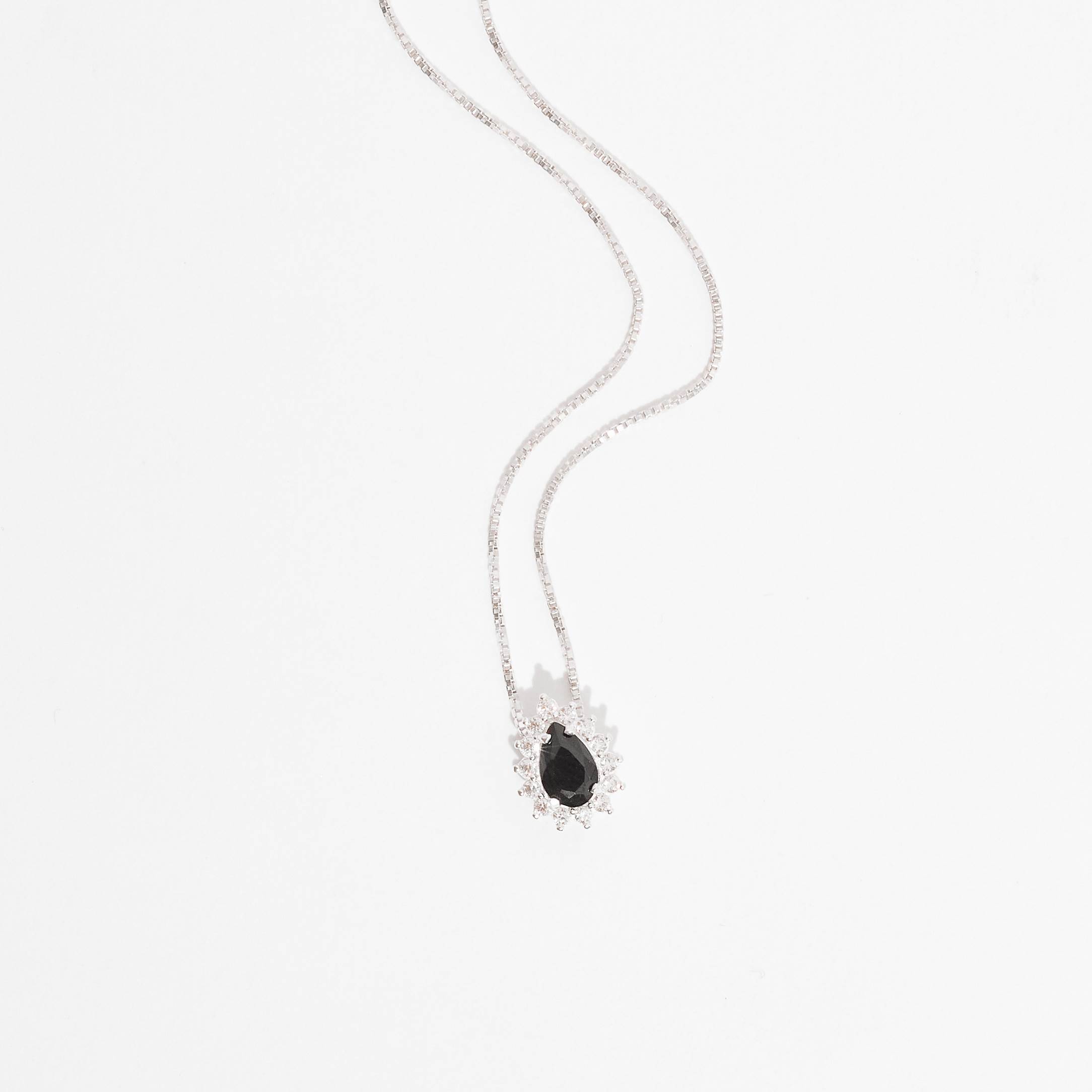 Imagem Colar zircônia gota ônix com cravejado 10mm 45cm