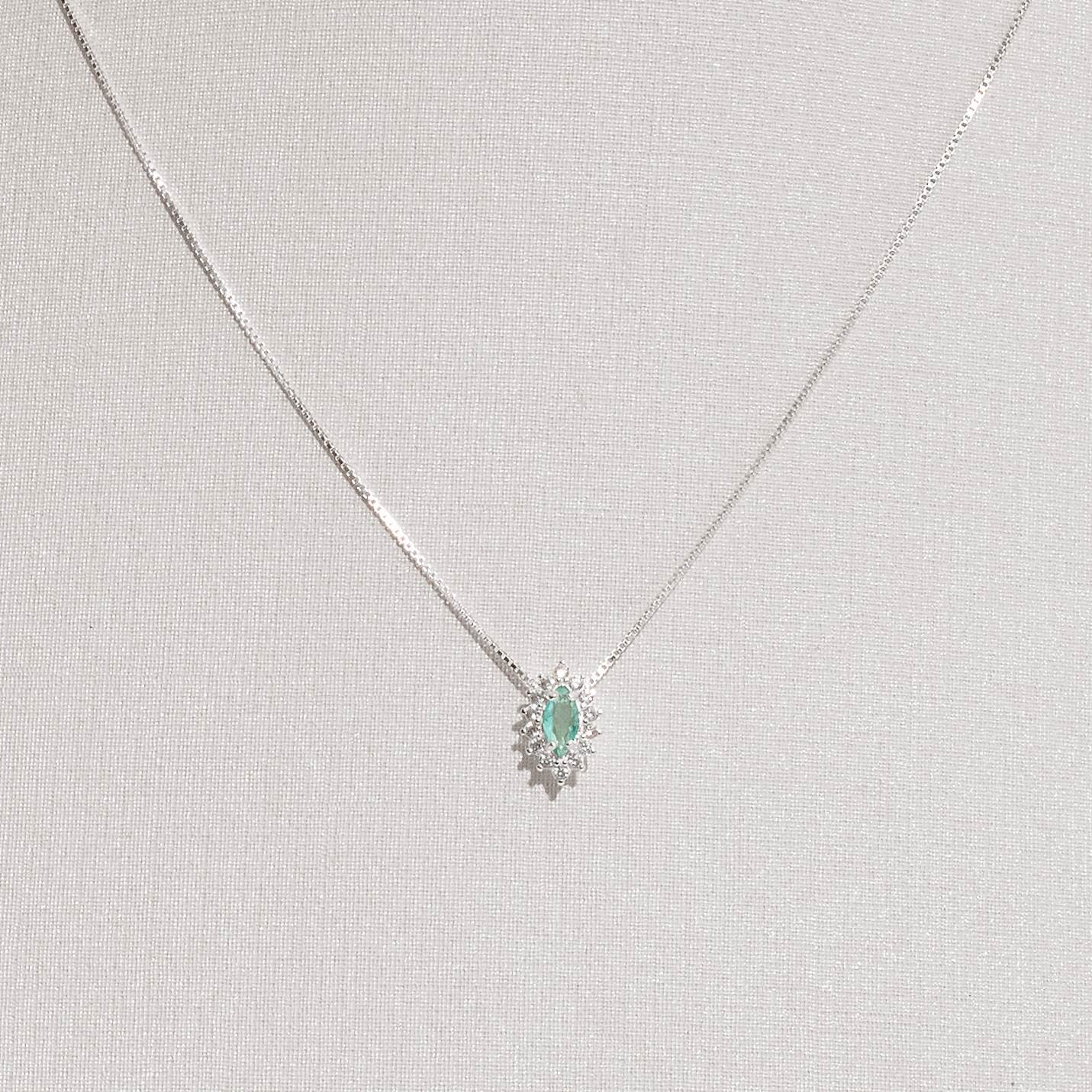 Imagem Secundária Colar zircônia navete turmalina com cravejado 10mm 45cm