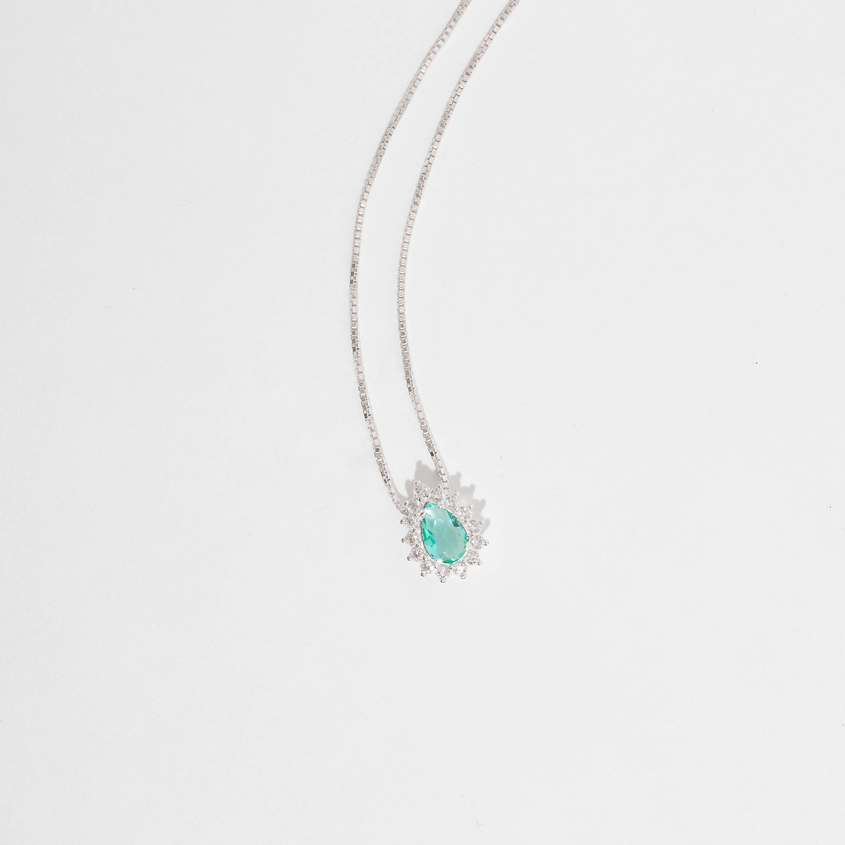 Imagem Colar zircônia gota turmalina com cravejado 10mm 45cm