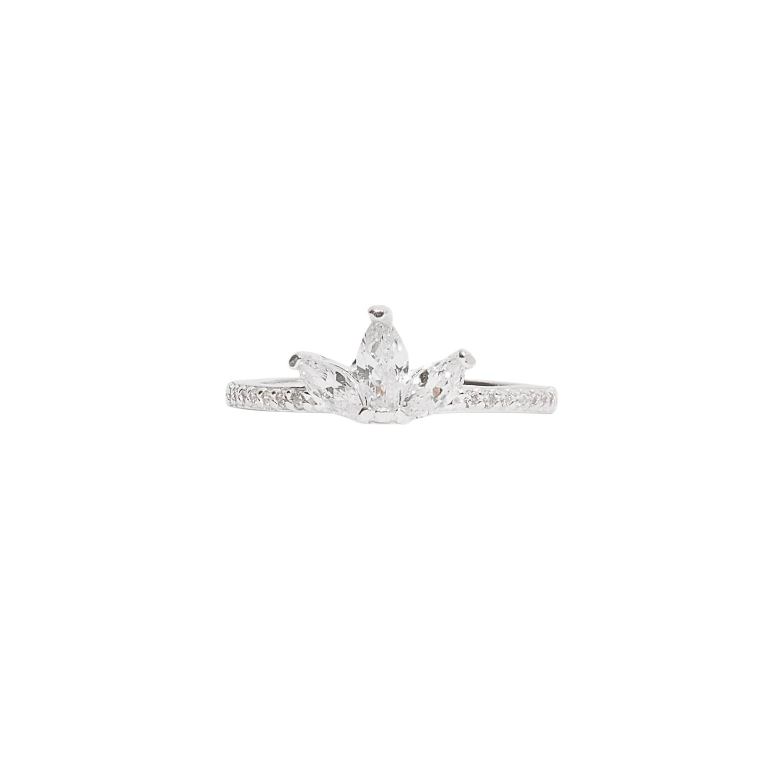 Anel 3 zircônias navete detalhe cravejado