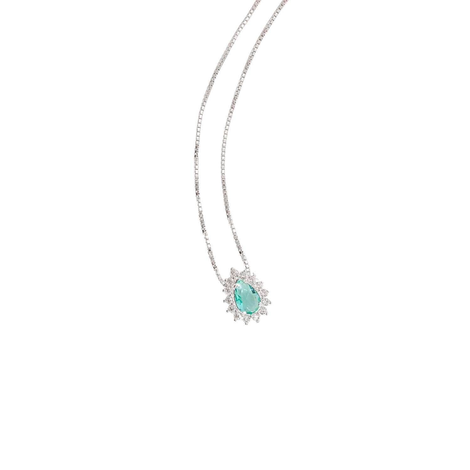 Colar zircônia gota turmalina com cravejado 10mm 45cm