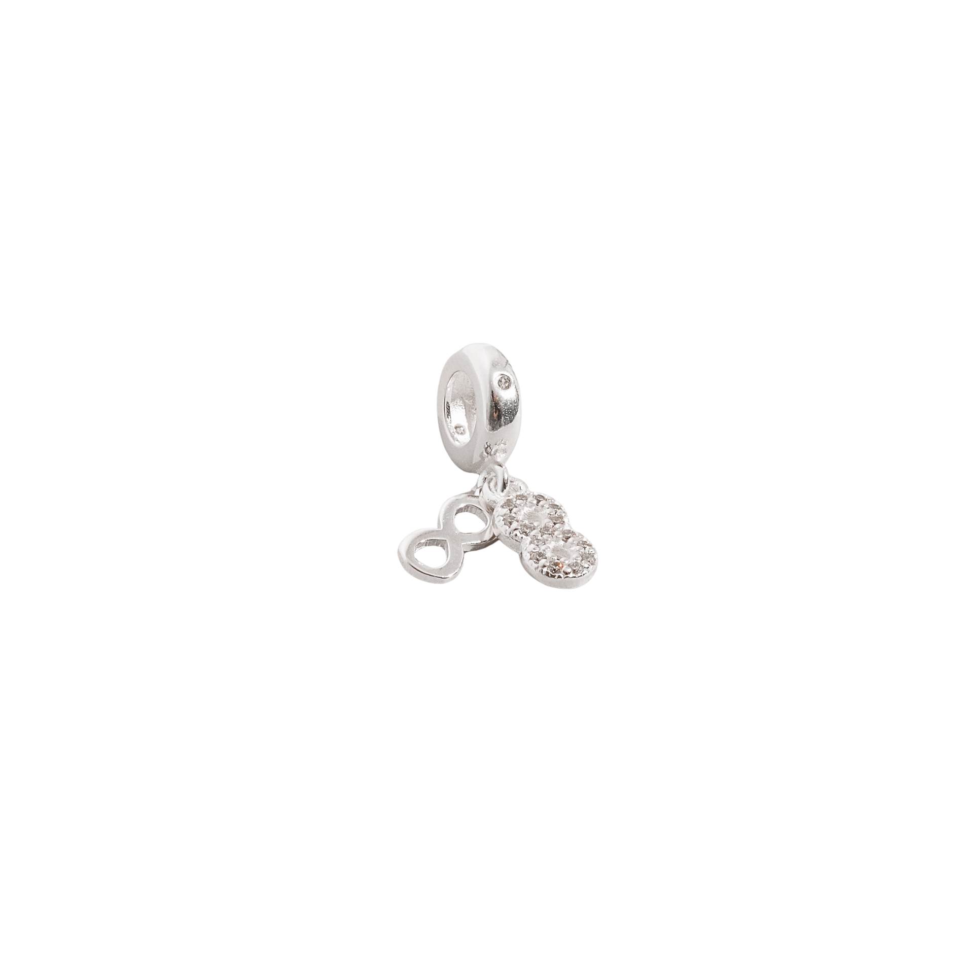Berloque pingente infinito liso e cravejado 8mm