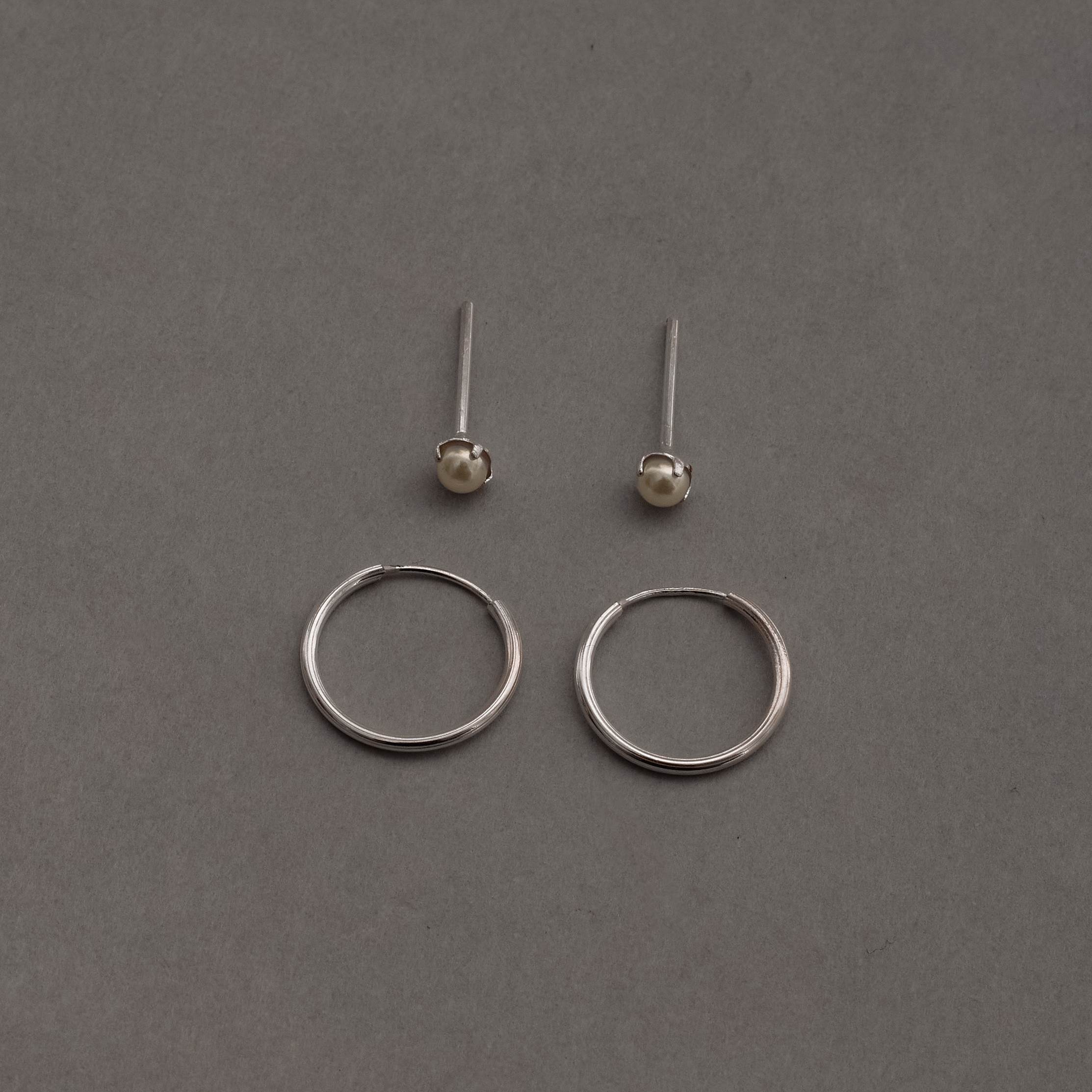 Dupla pérola 3mm e argola 12mm