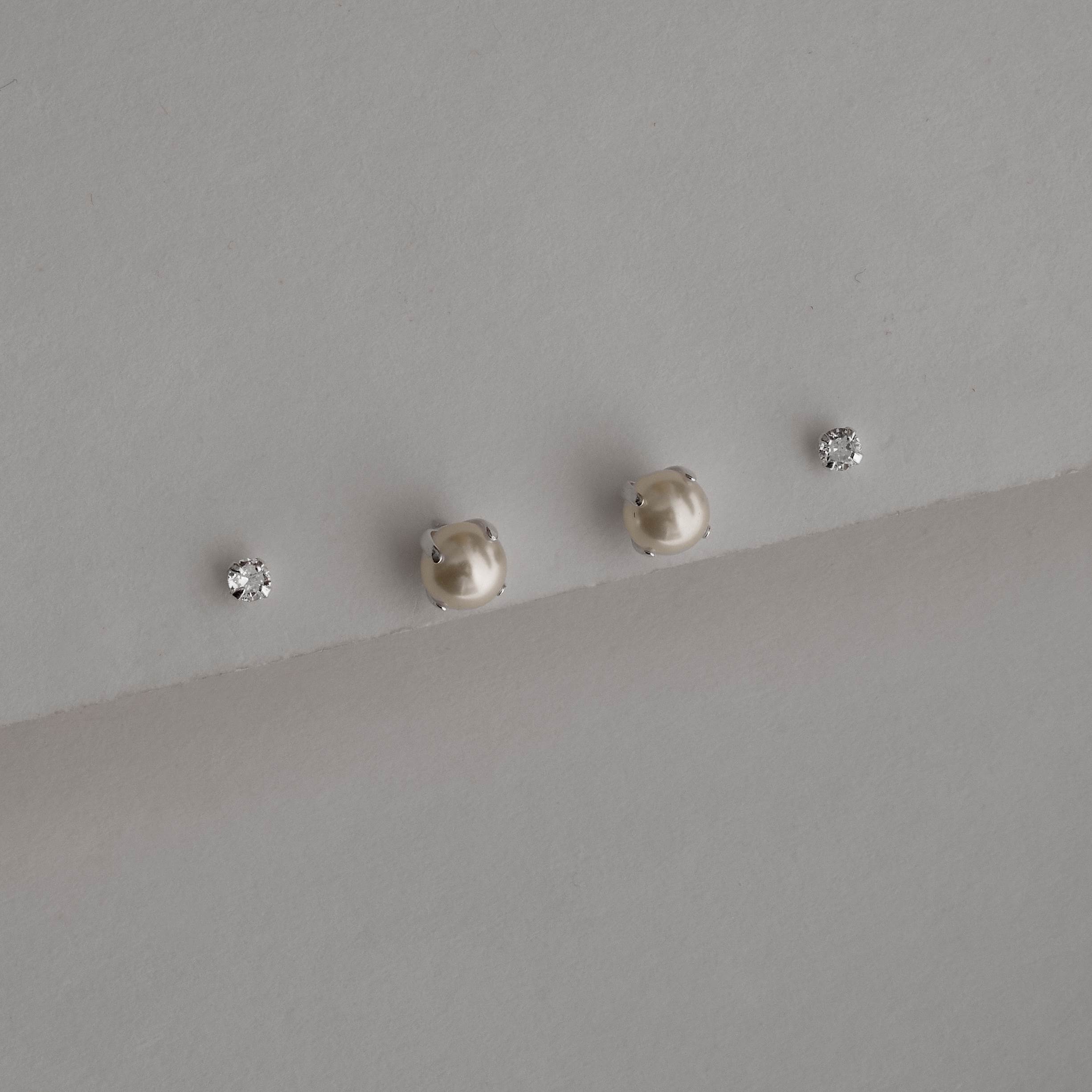 Dupla zircônia 3mm e pérola 6mm