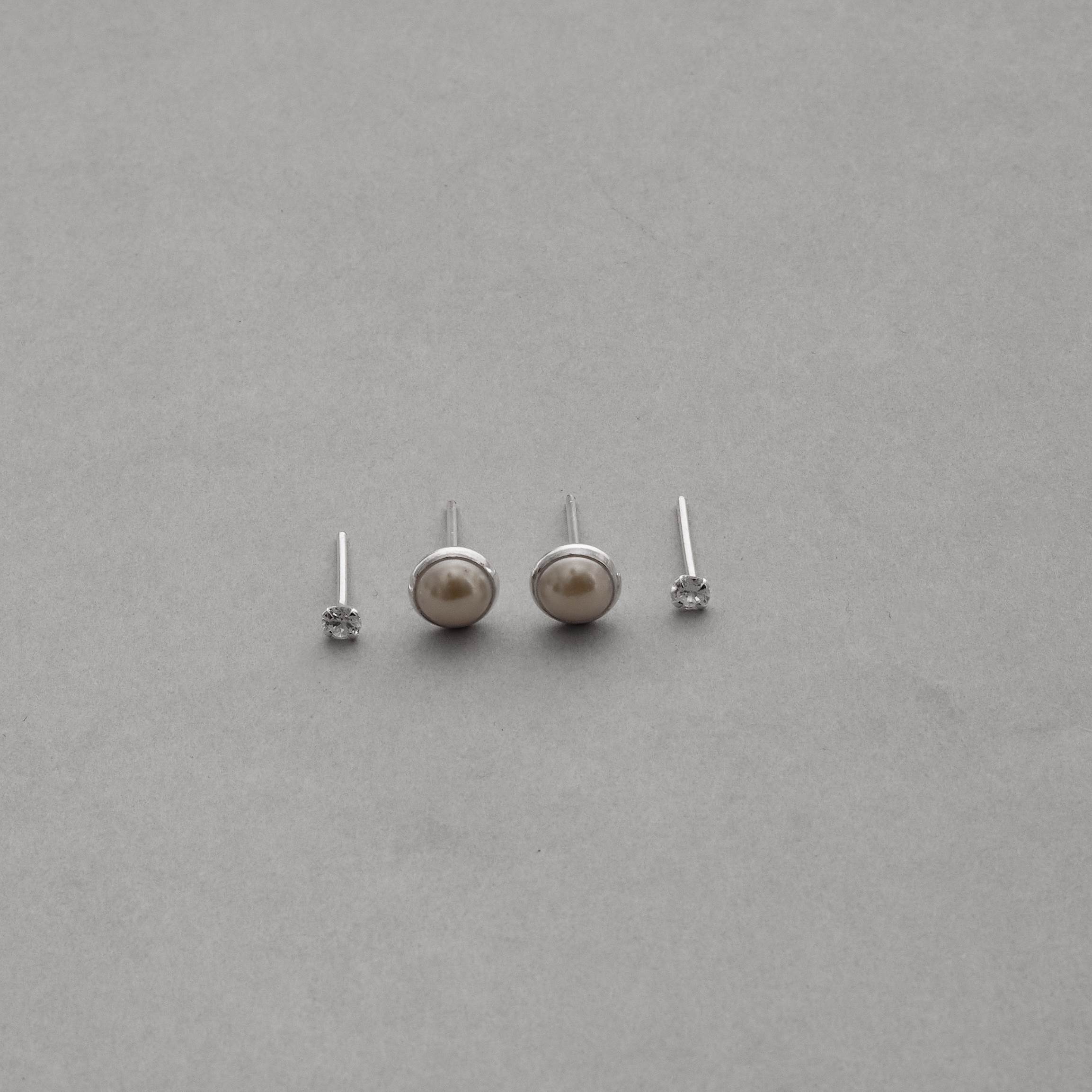 Dupla zircônia 3mm e meia pérola 6mm