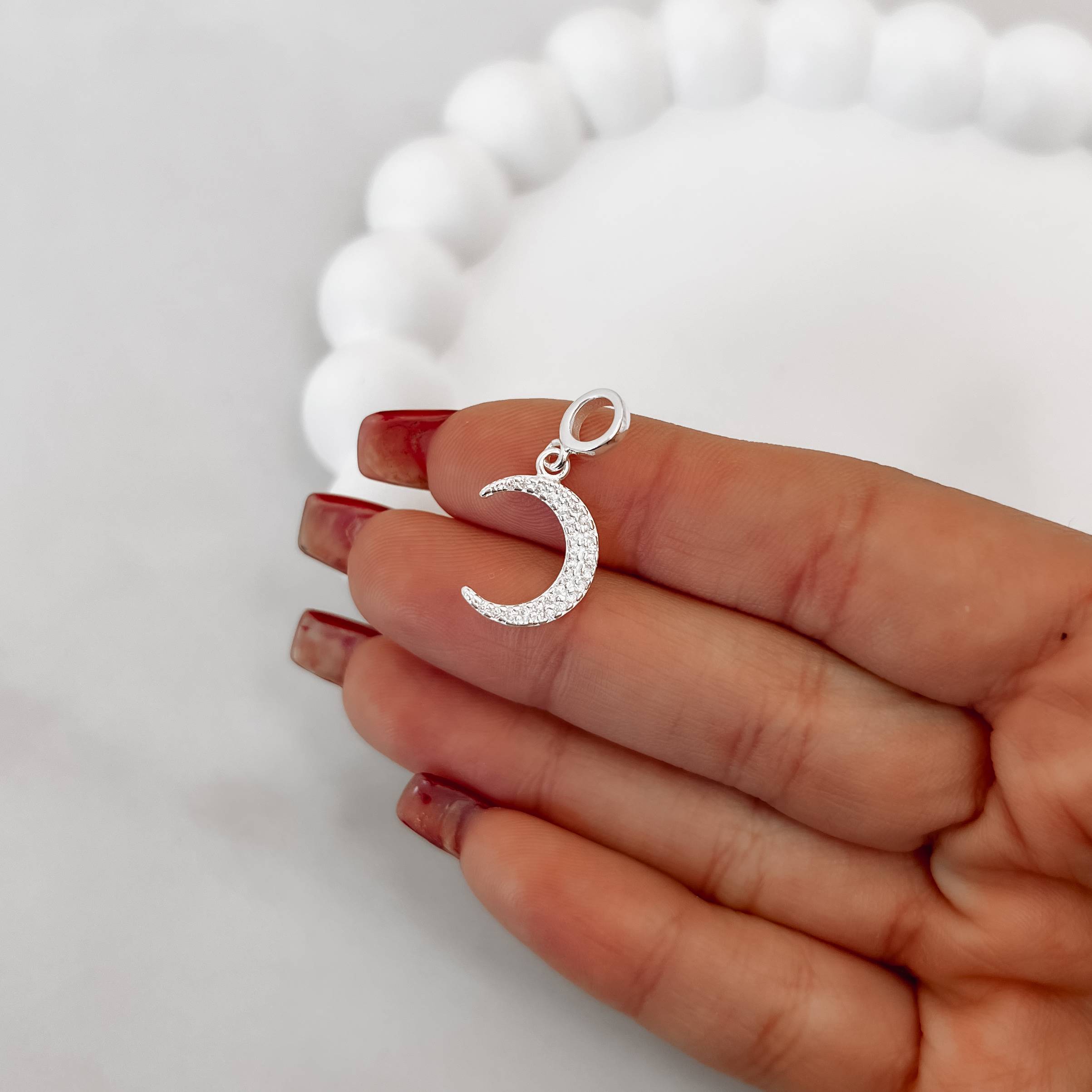 Berloque pingente lua cravejada 14mm