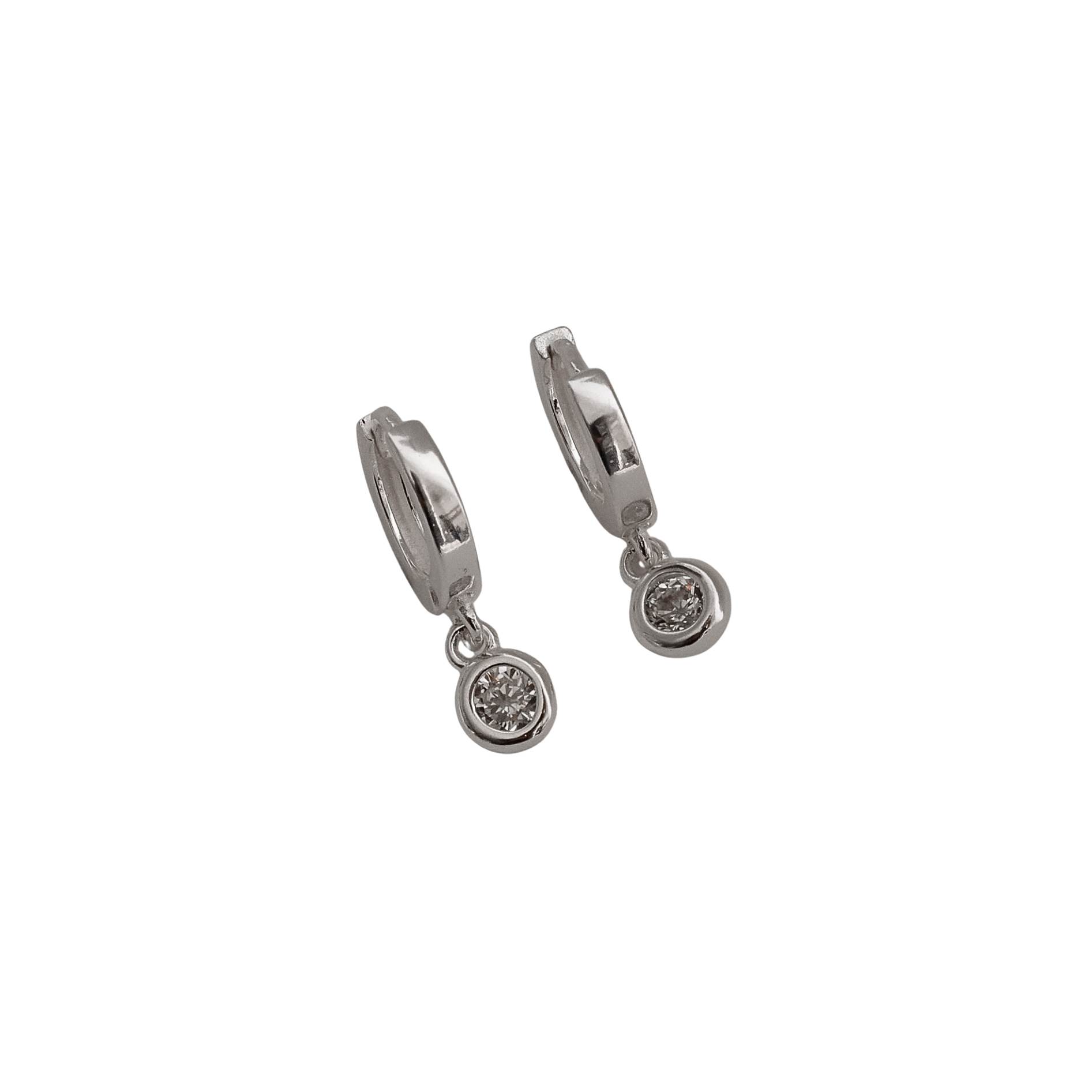 Argola click 10mm pingente zircônia 4mm cristal