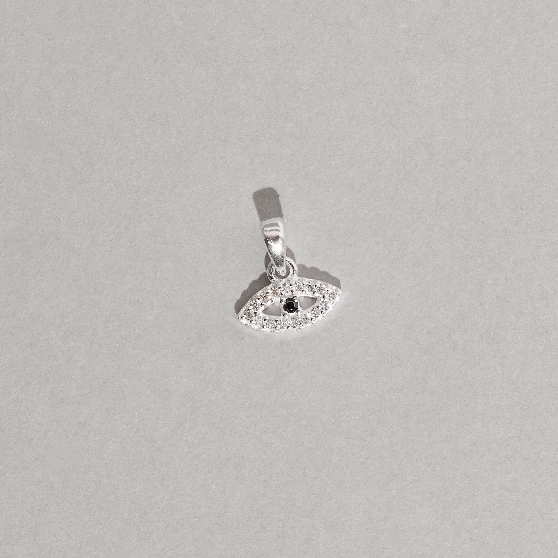 Pingente olho cravejado detalhe zircônia ônix 11mm