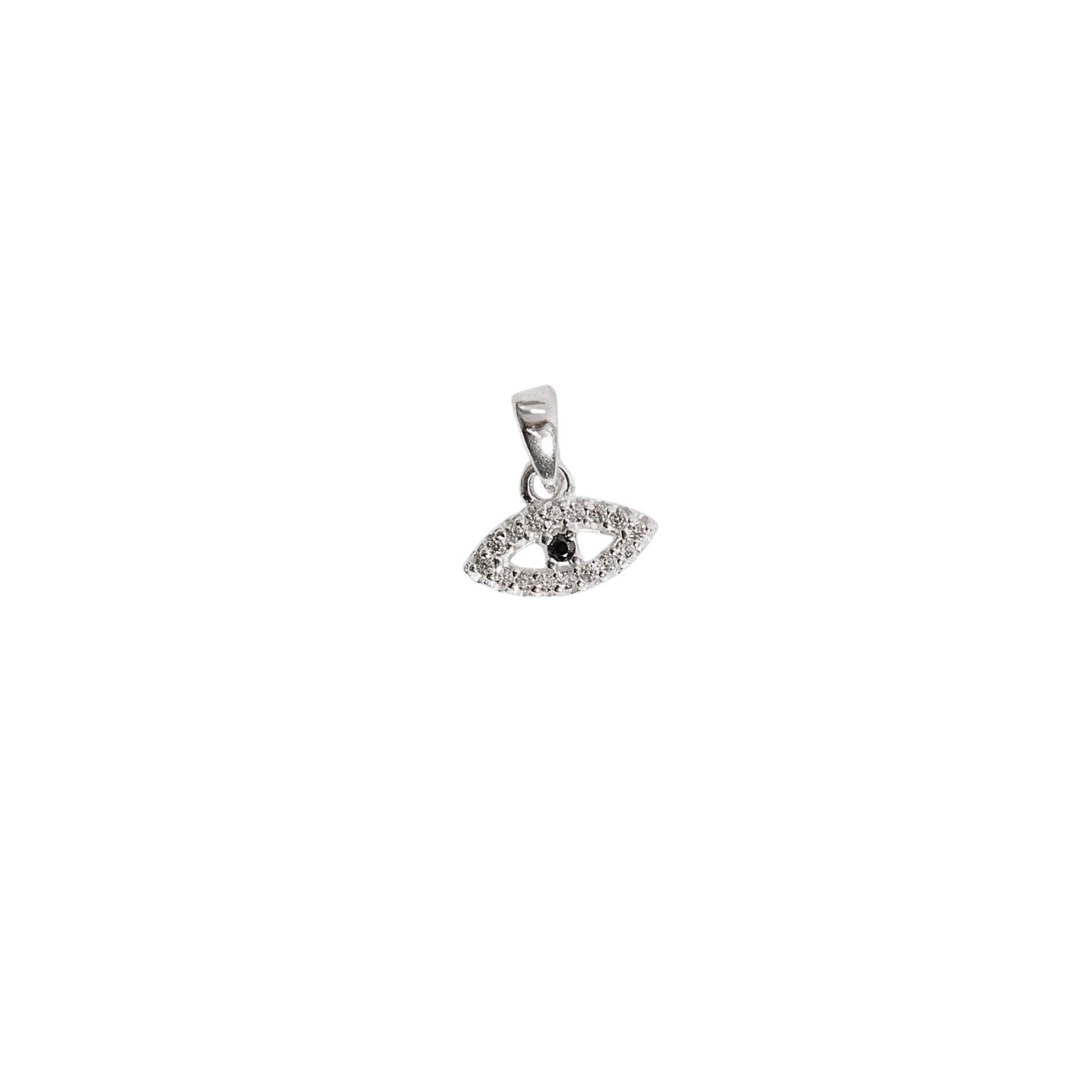 Pingente olho cravejado detalhe zircônia ônix 11mm