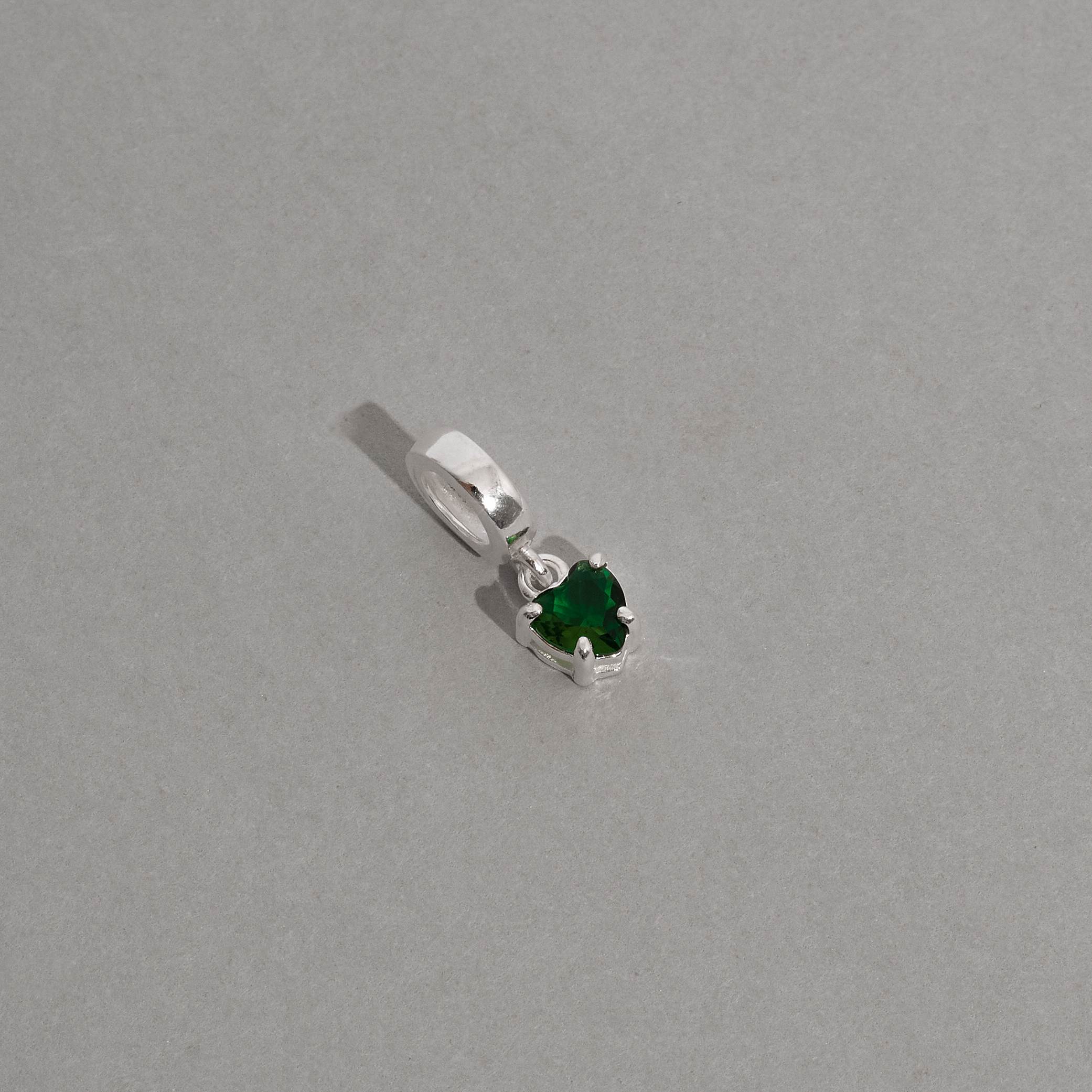 Berloque pingente zircônia coração esmeralda 5mm