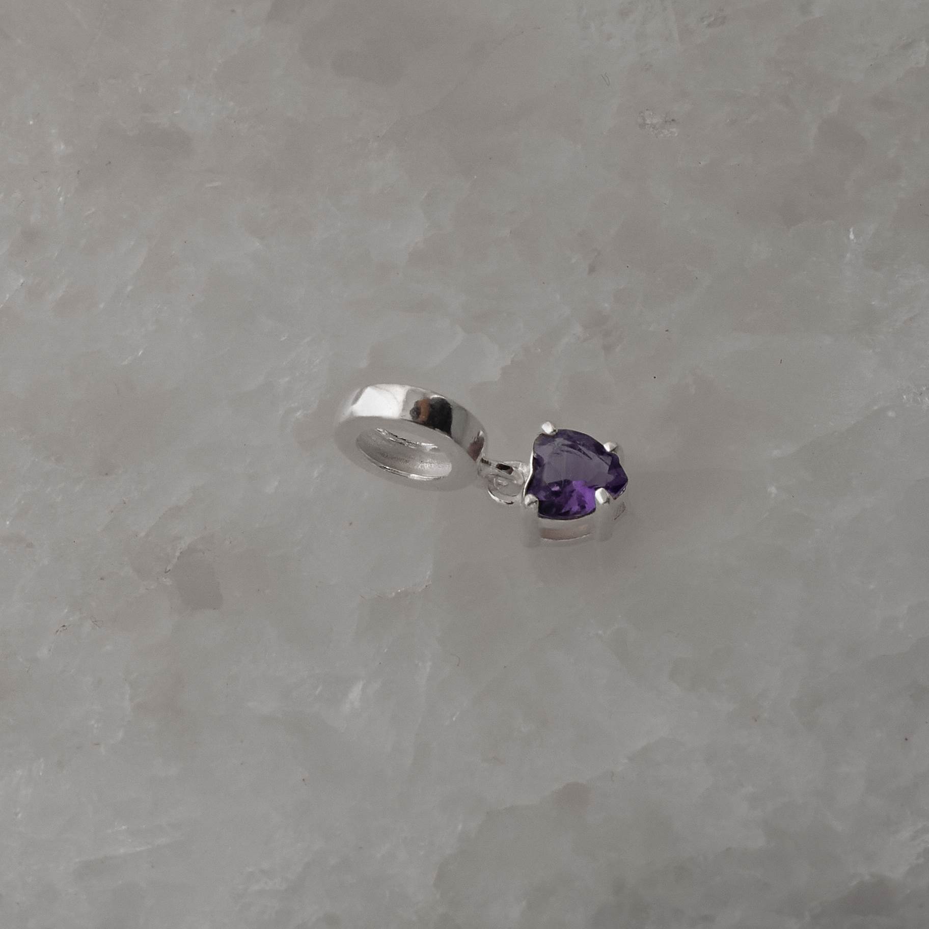Imagem Secundária Berloque pingente zircônia coração lilás 5mm