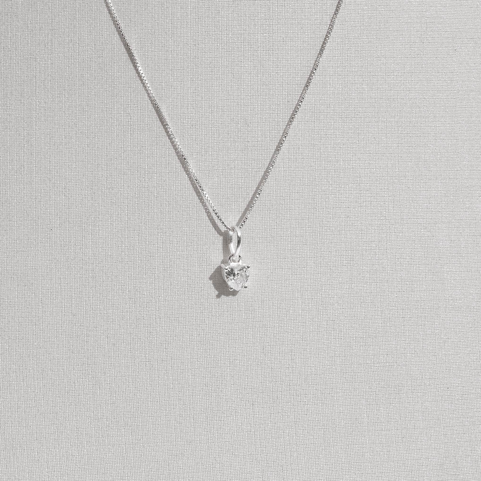 Imagem Colar zircônia coração cristal 5mm 40cm