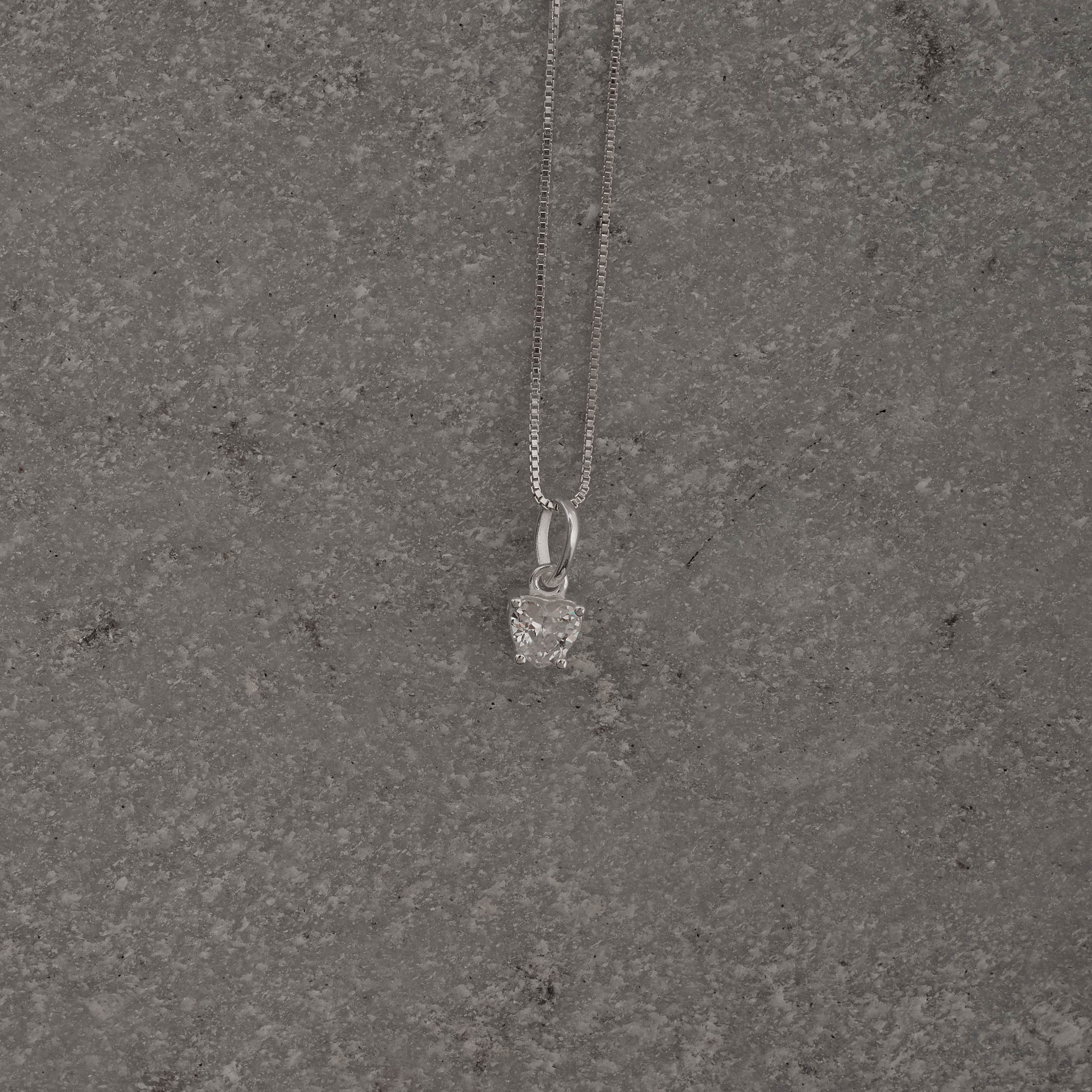 Colar zircônia coração cristal 5mm 40cm