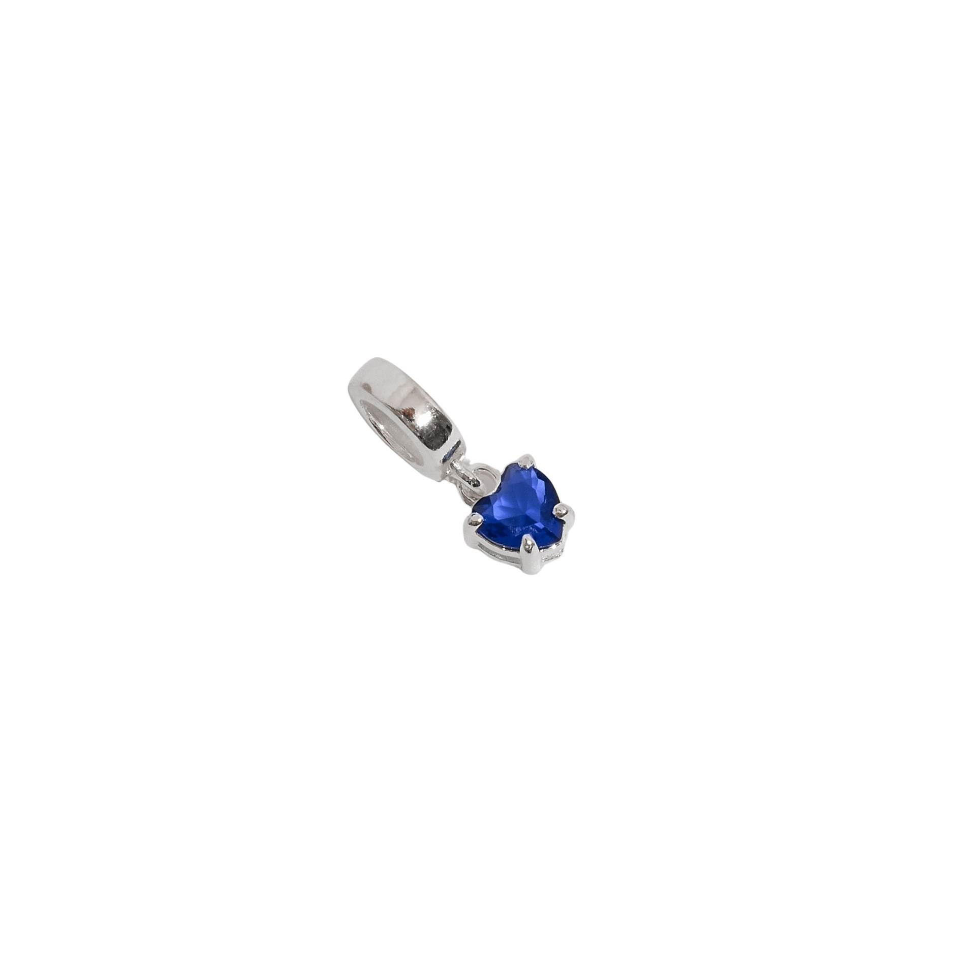 Imagem Berloque pingente zircônia coração azul bic 5mm