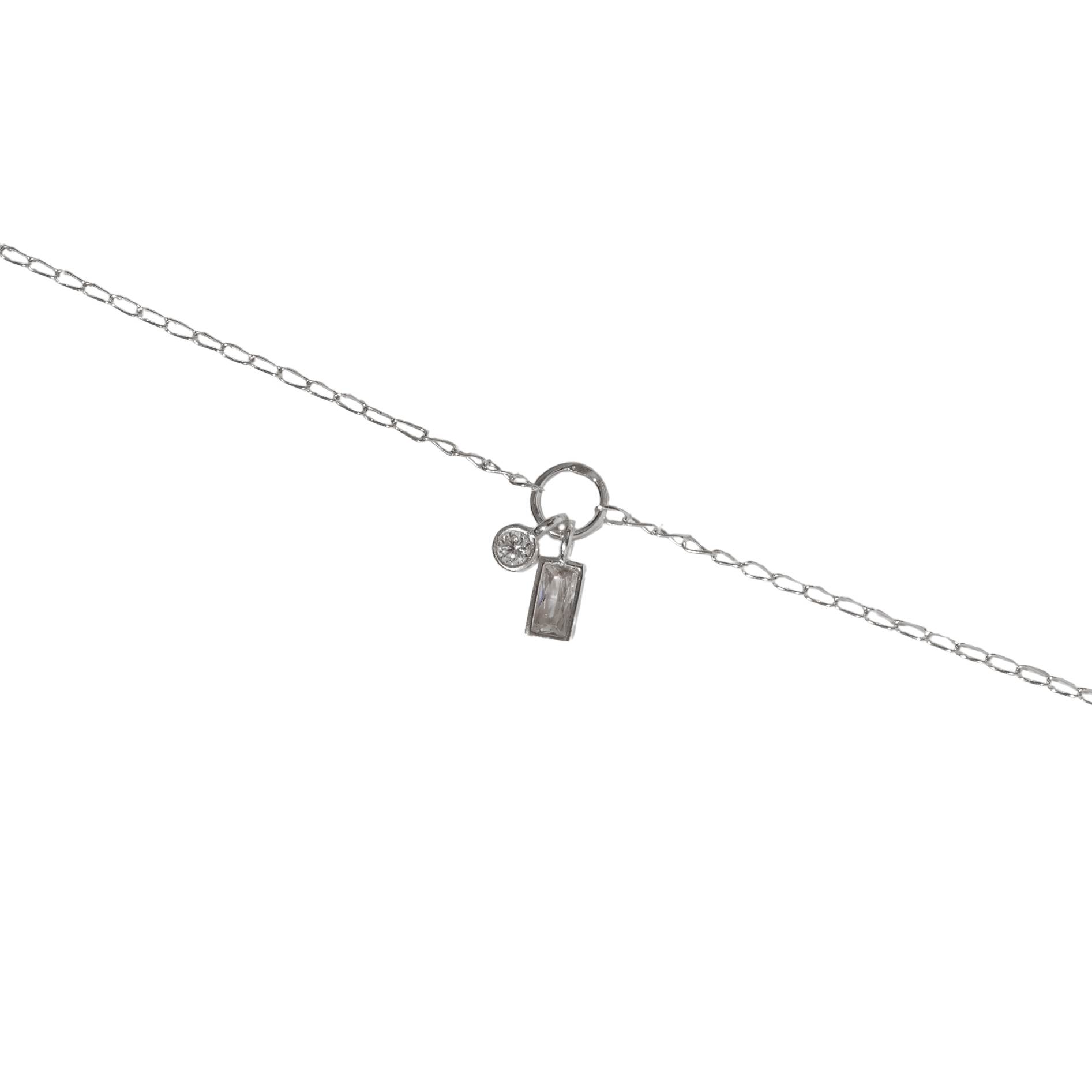 Imagem Pulseira entremeio círculo pingentes zircônias redonda e retangular