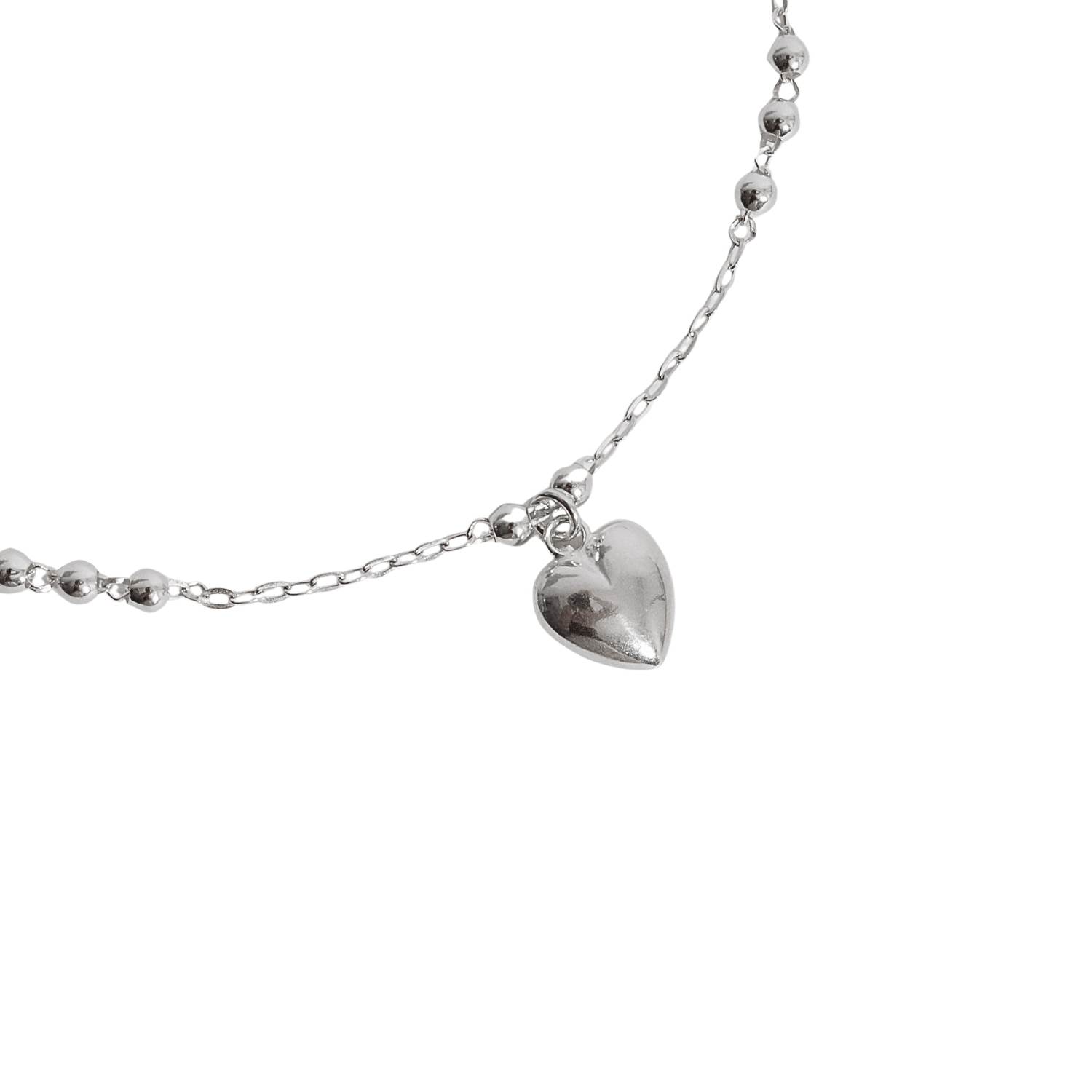 Imagem Pulseira entremeio bolas com pingente coração 9mm