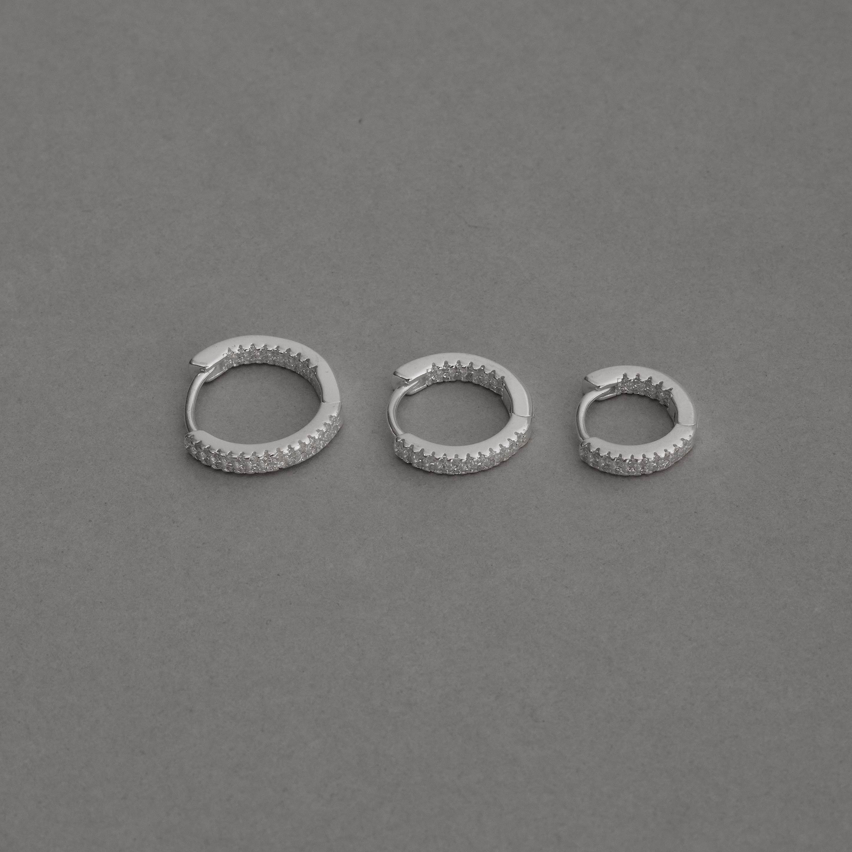 Imagem Secundária Trio argolas click 11, 13 e 15mm frente e interior cravejado duplo