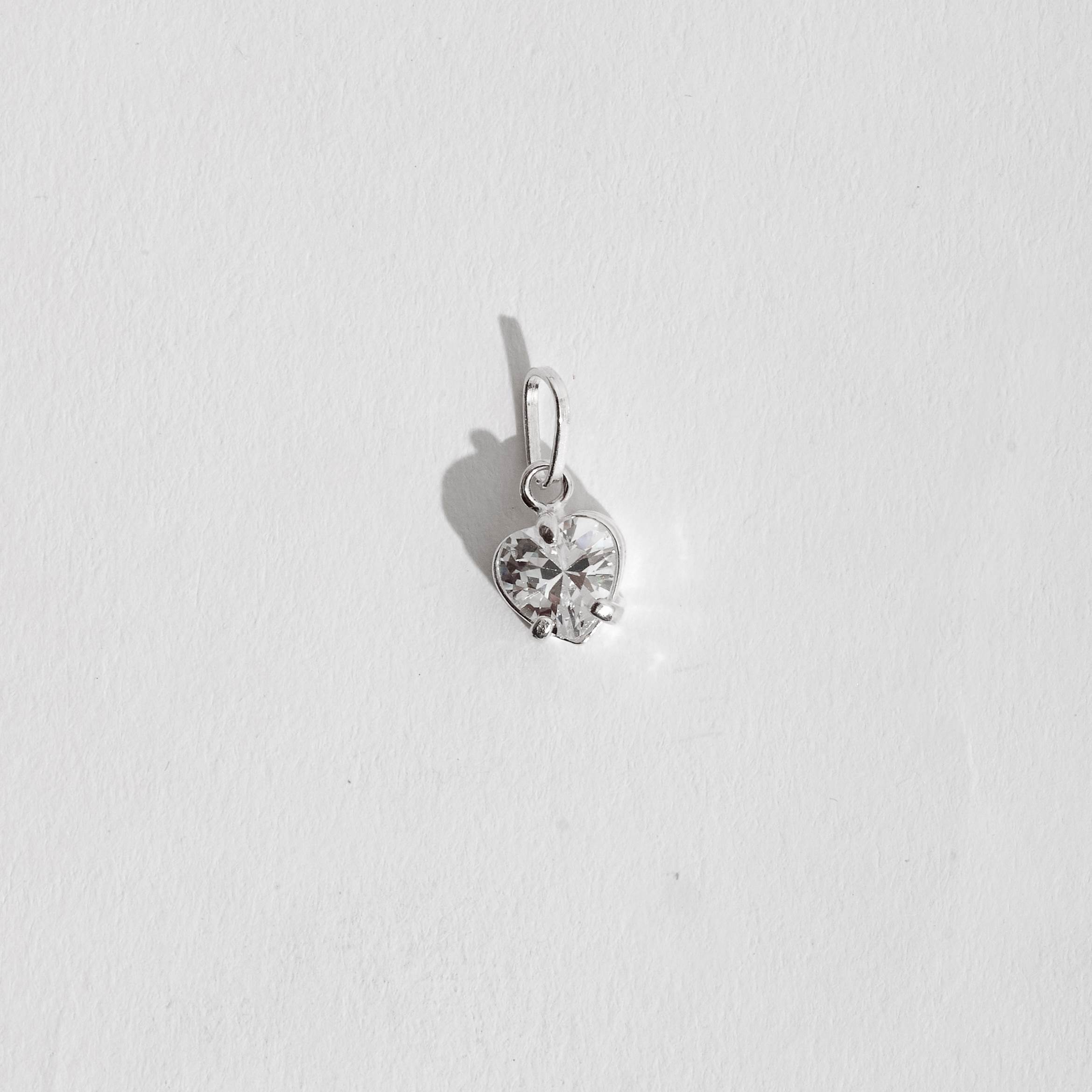 Pingente zircônia coração cristal 7mm