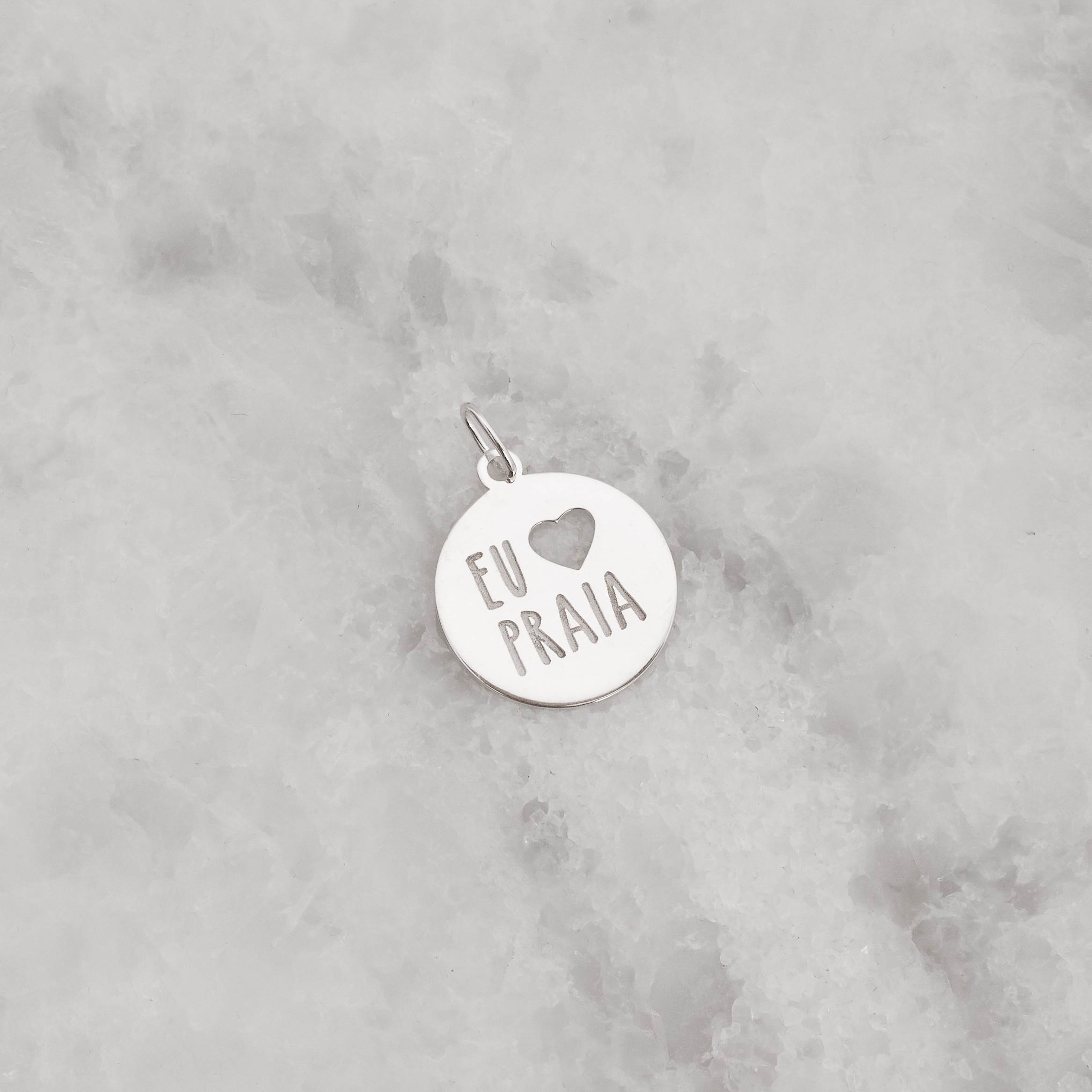 Imagem Secundária Pingente medalha eu amo praia 22mm
