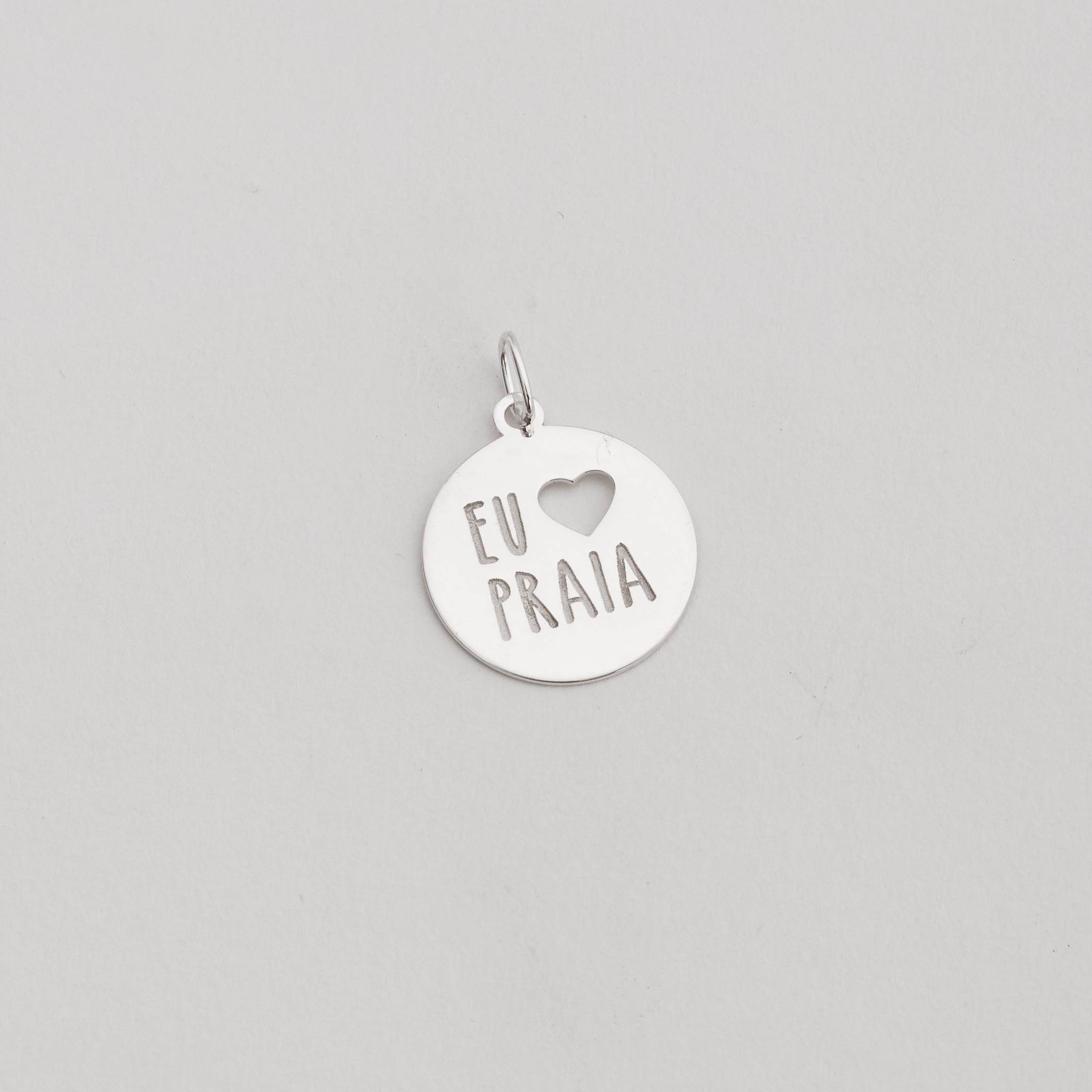 Imagem Pingente medalha eu amo praia 22mm