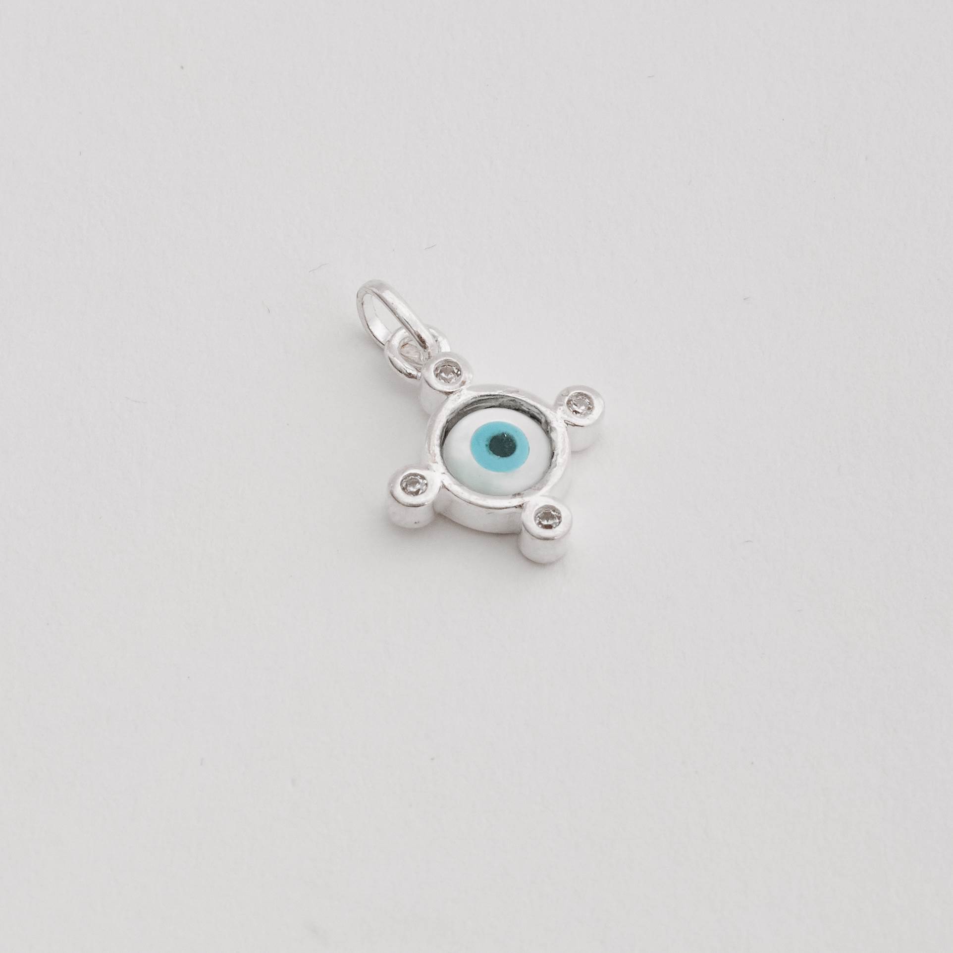 Imagem Pingente olho grego madrepérola com zircônias 13mm