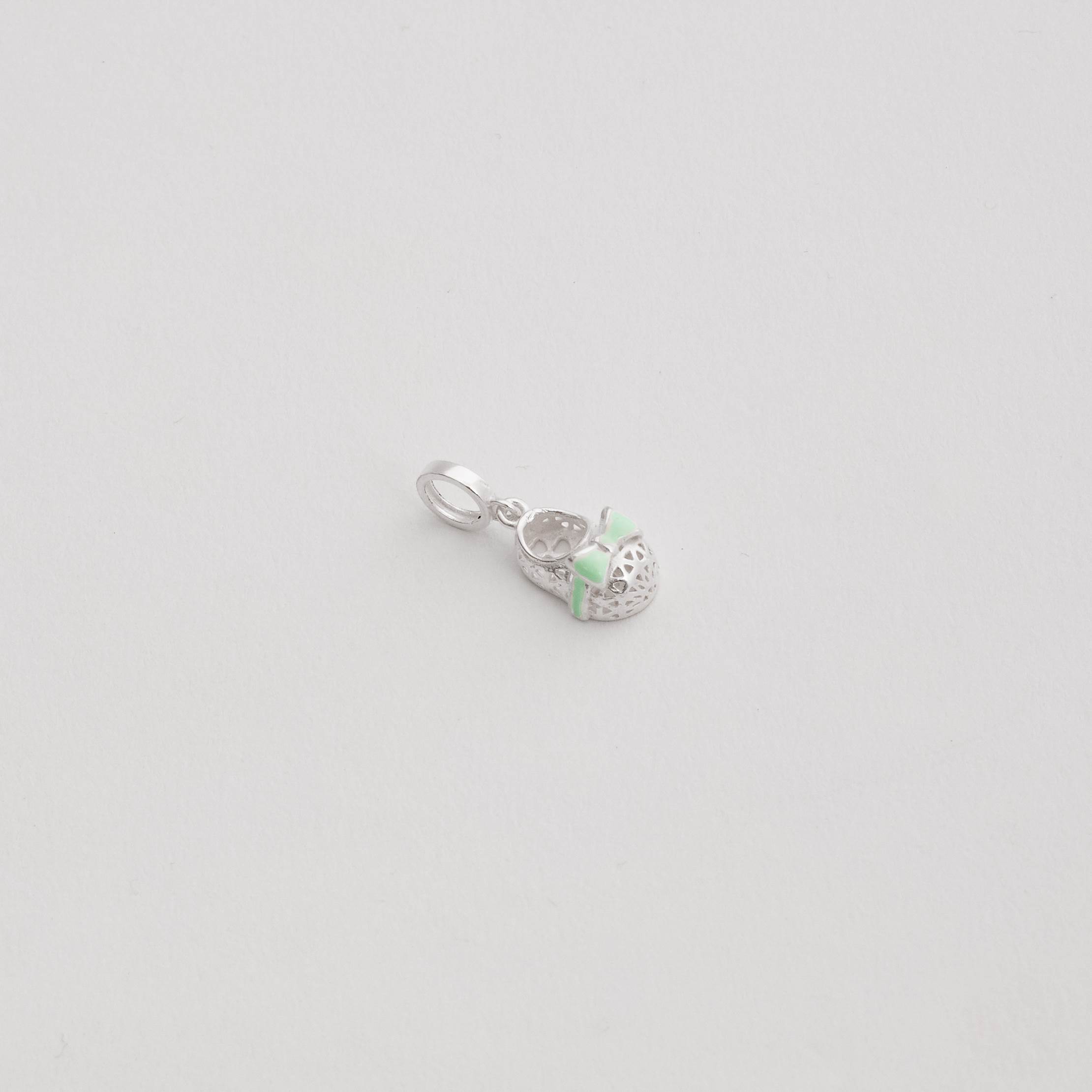 Berloque pingente sapatinho 3D 13mm resina verde