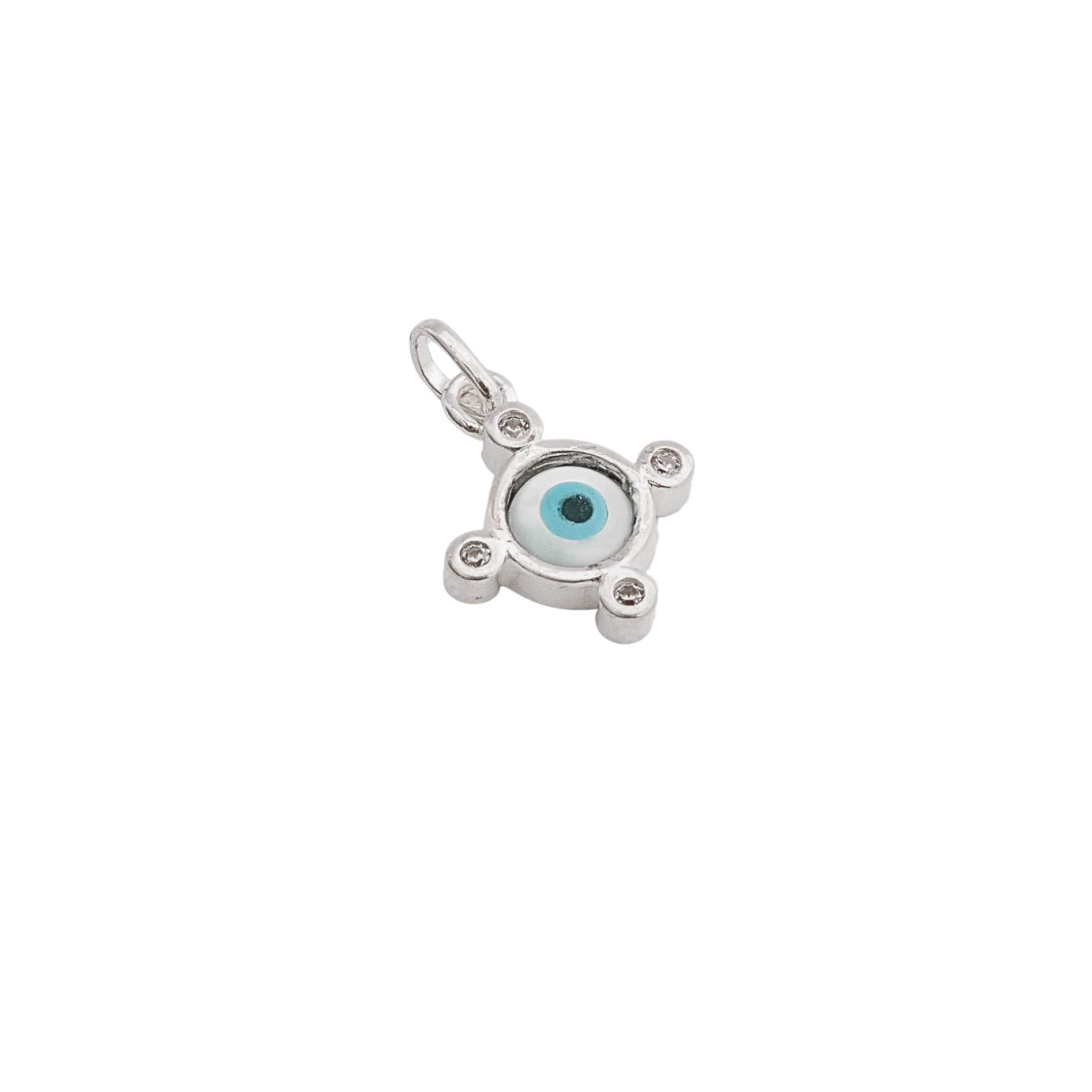 Pingente olho grego madrepérola com zircônias 13mm