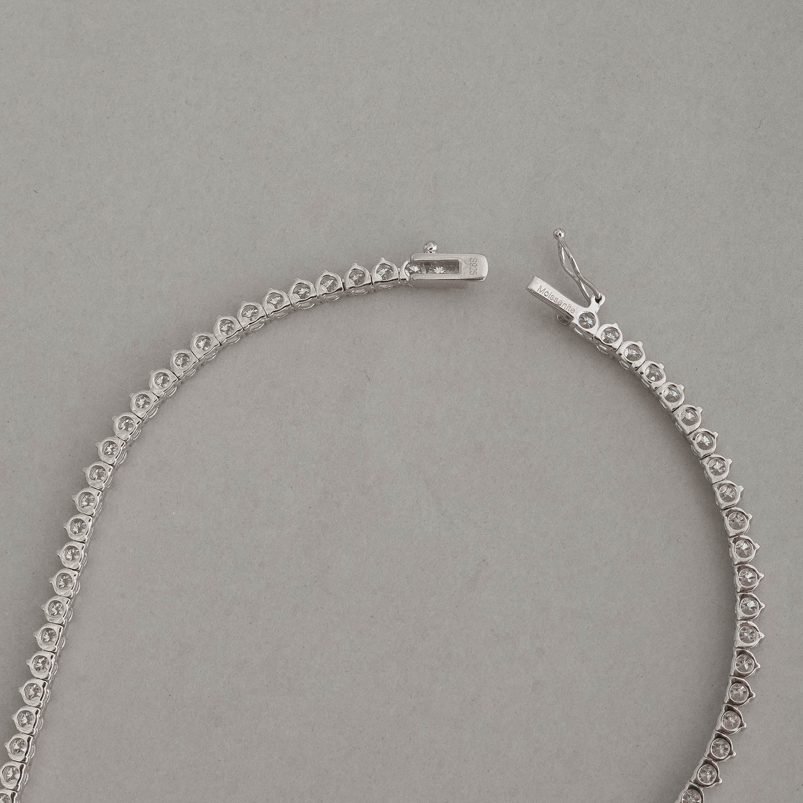 Colar Riviera 3 pontas moissanite 3mm 42cm fecho gaveta