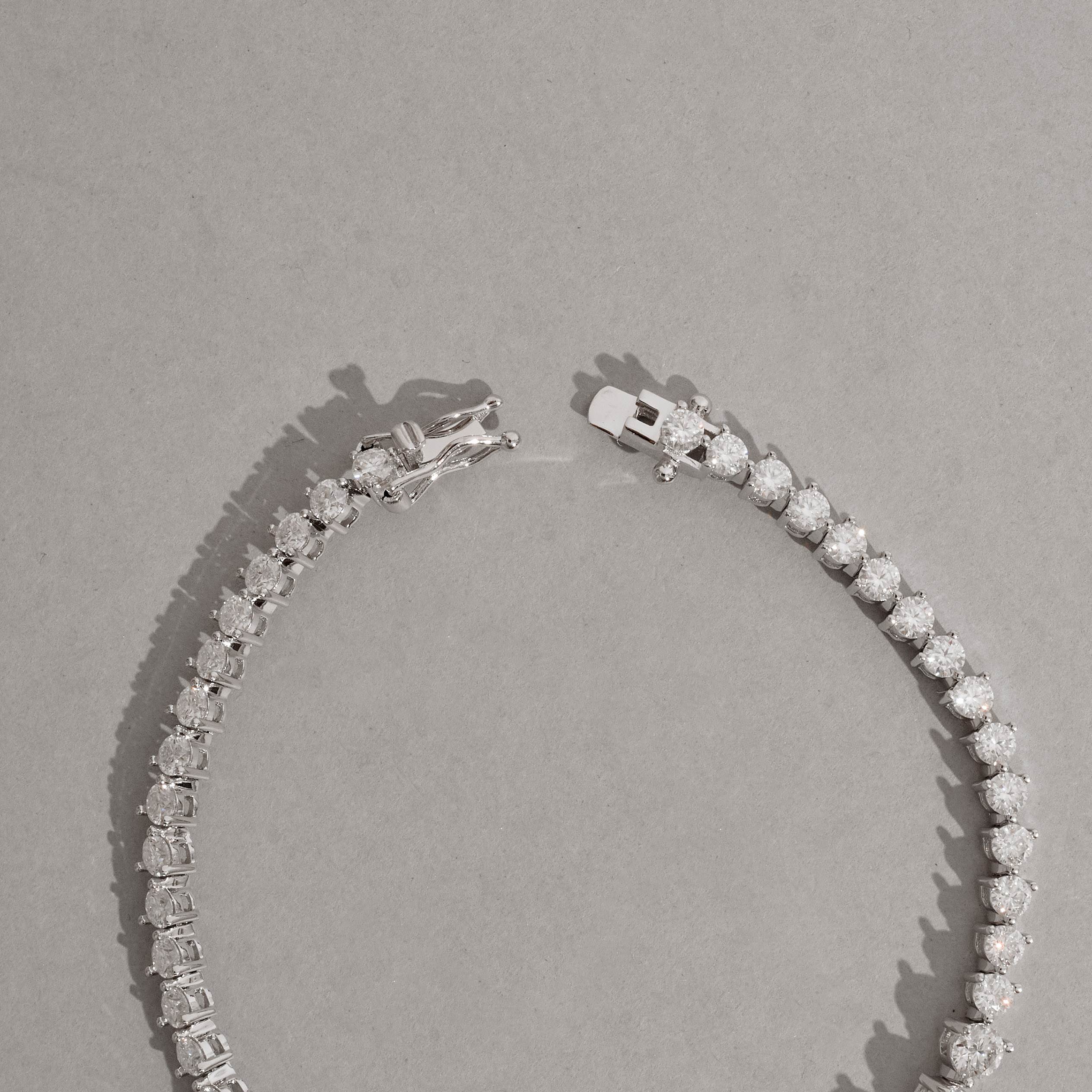 Pulseira Riviera 3 pontas moissanite degradê 3, 4 e 5mm 18cm fecho gaveta