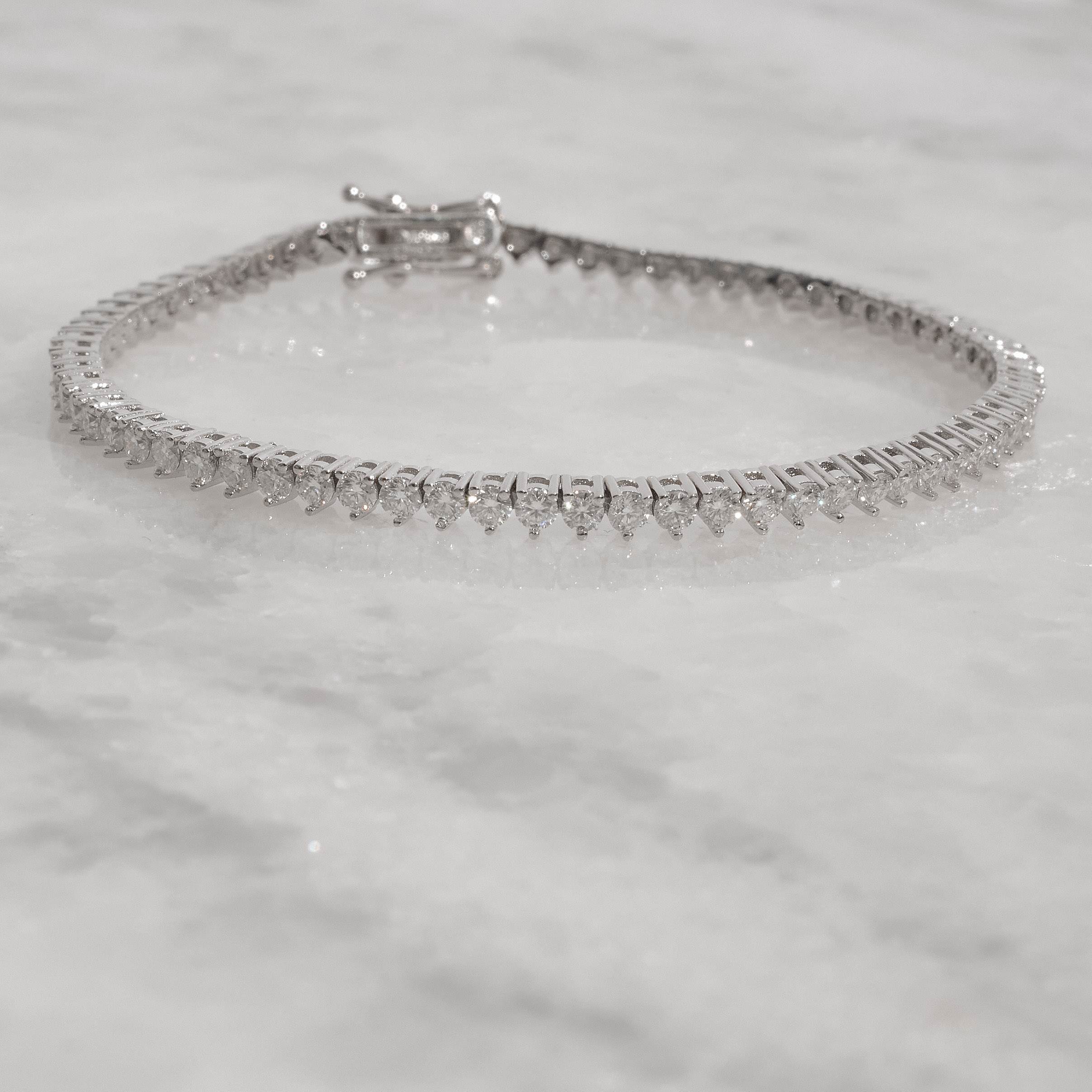 Pulseira Riviera 3 pontas moissanite 2.5mm 19cm fecho gaveta