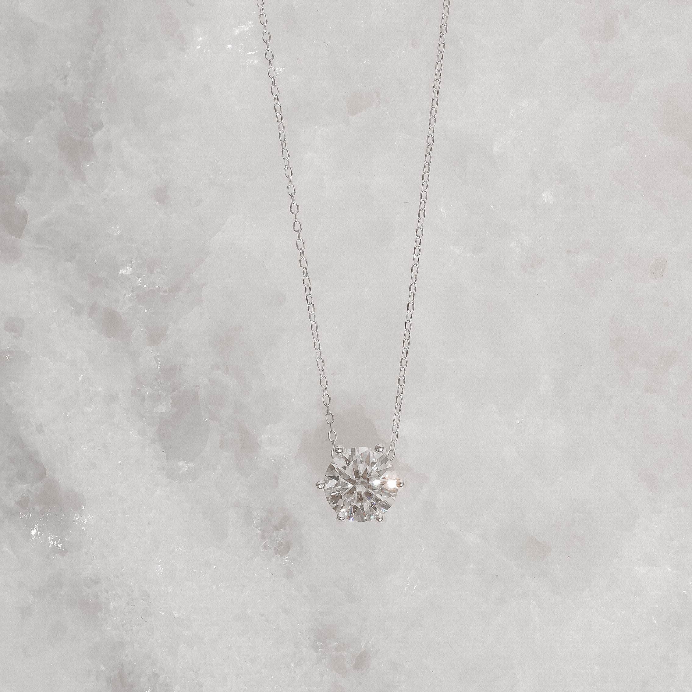 Imagem Secundária Colar pingente moissanite redonda cristal 8mm corrente cadeado 40+5cm