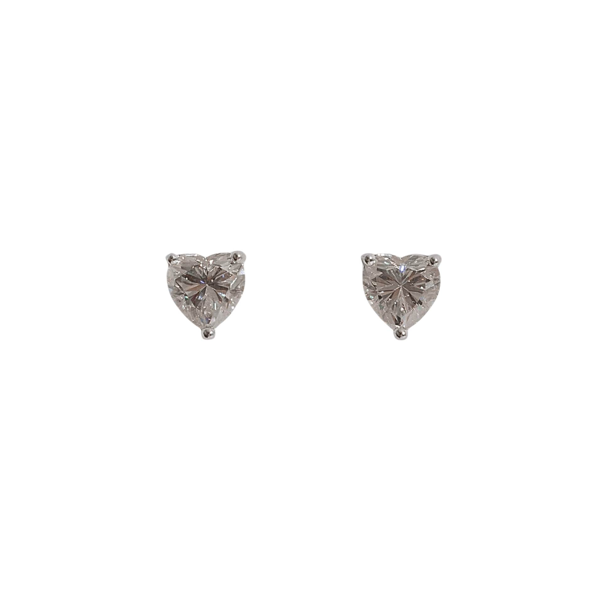 Brinco moissanite coração cristal 6x6mm 