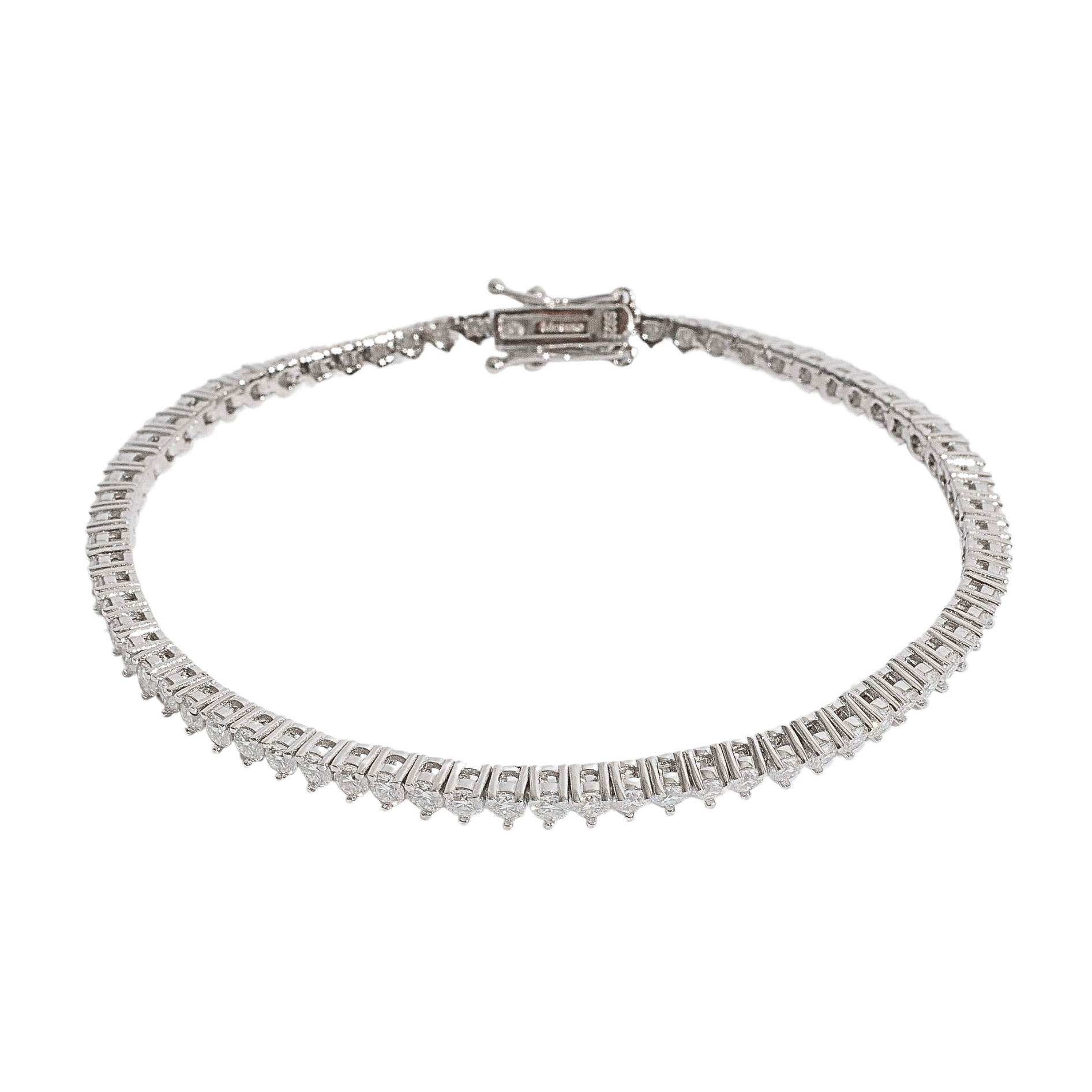 Pulseira Riviera 3 pontas moissanite 2.5mm 19cm fecho gaveta
