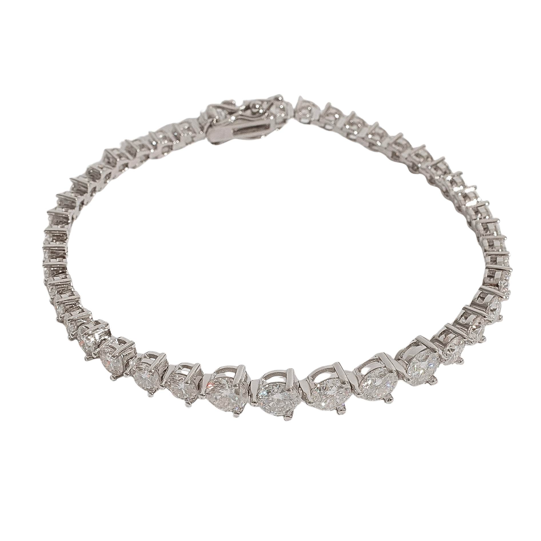 Pulseira Riviera 3 pontas moissanite degradê 3, 4 e 5mm 18cm fecho gaveta