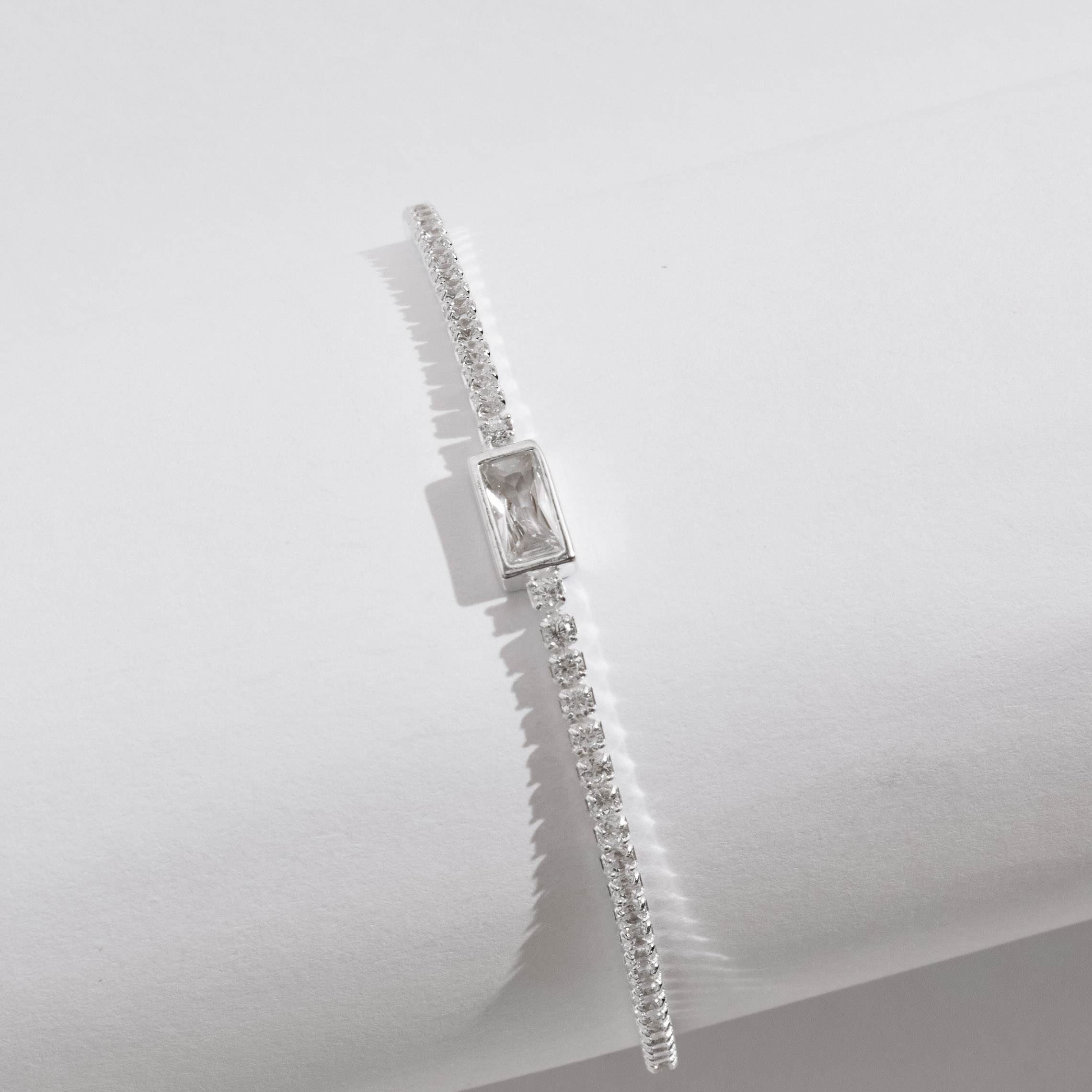 Pulseira Riviera 2.0 com zircônia retangular 6mm 16+4cm