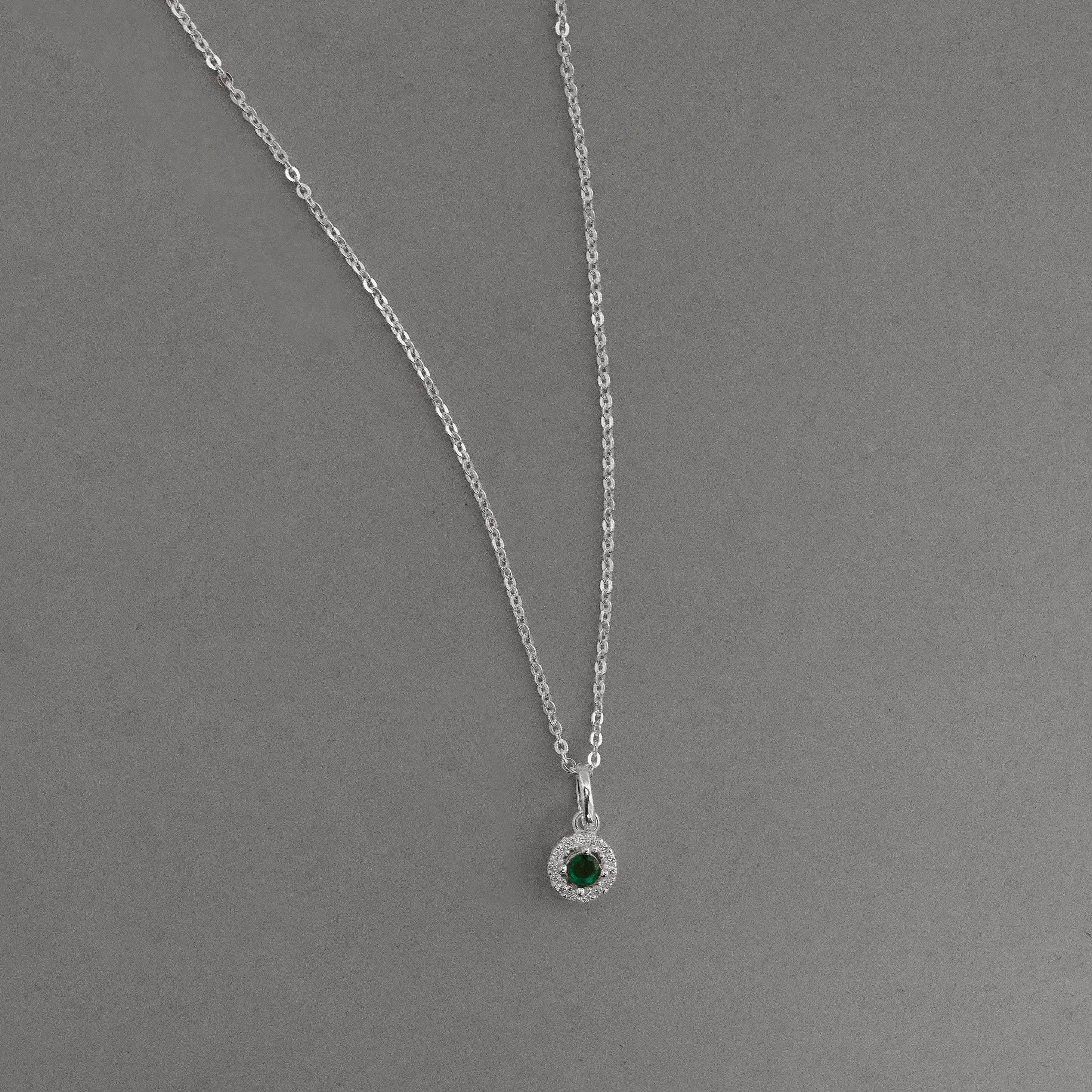 Imagem Secundária Colar pingente zircônia esmeralda com cravejado 6mm corrente cadeadinho 40cm
