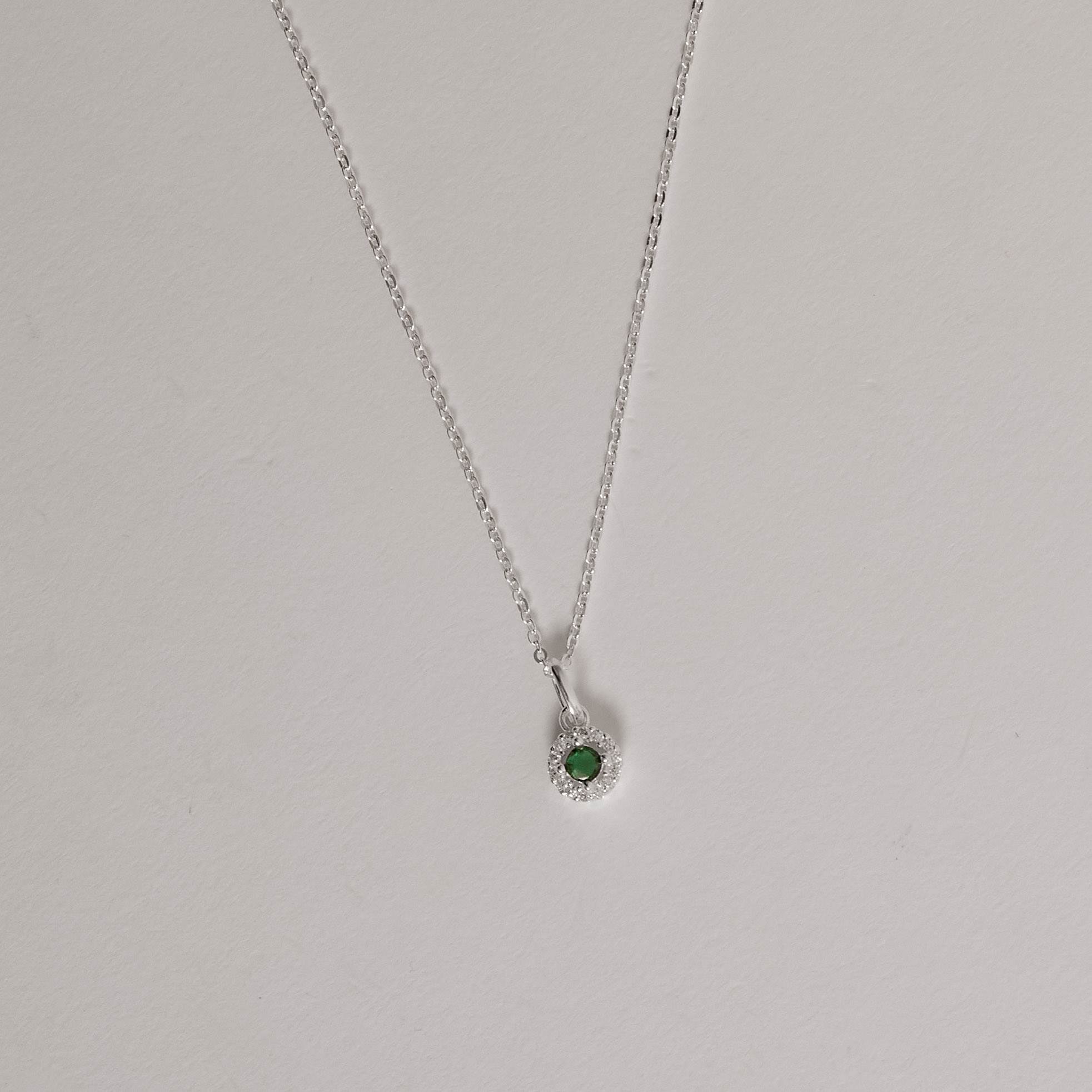 Imagem Colar pingente zircônia esmeralda com cravejado 6mm corrente cadeadinho 40cm